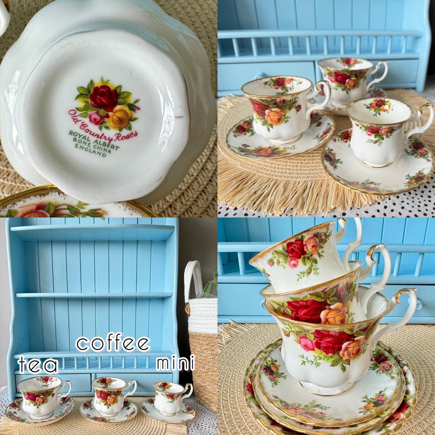 Vintage Royal Albert "Old Country Roses" Different Sized TeaCups, CoffeePot, TeaPot, Bone China, Previously Loved, Multiple Items, England