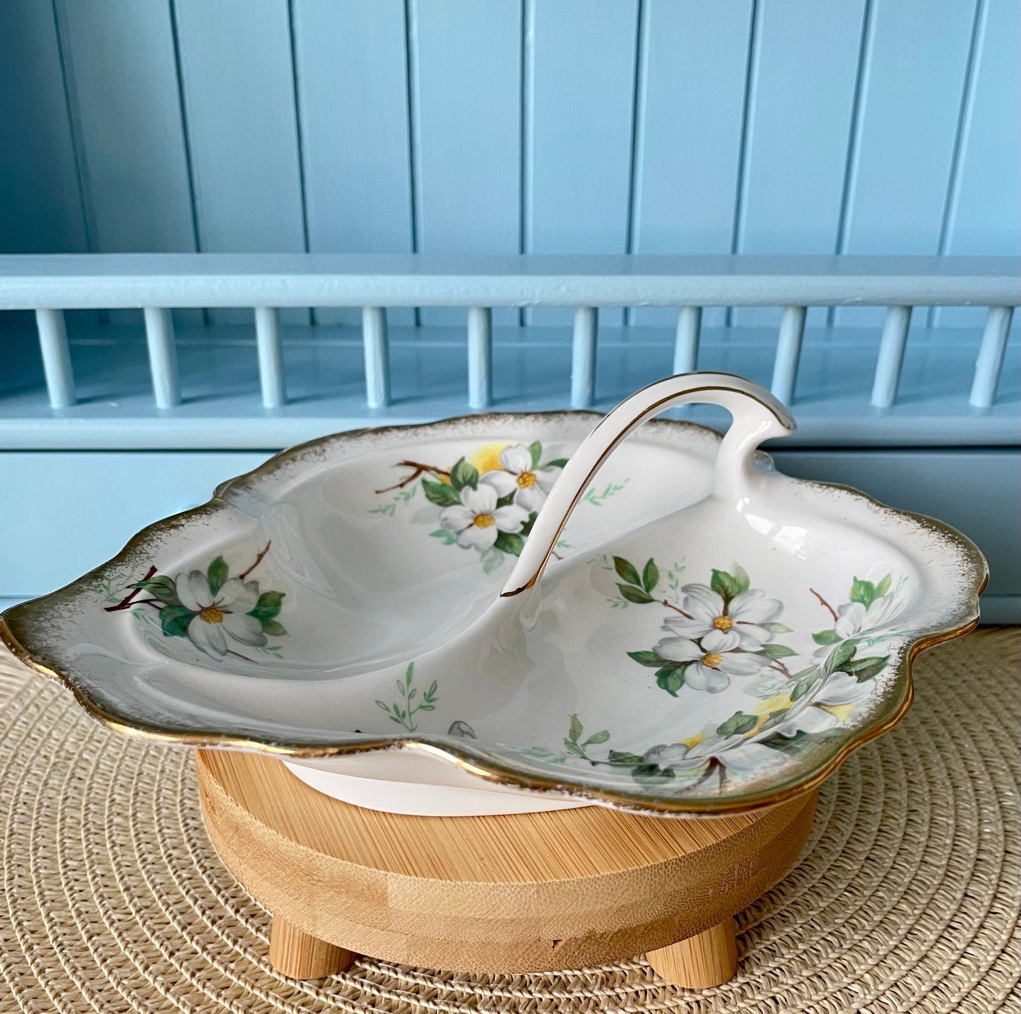 Hard To Find Vintage Royal Albert Dogwood Leaf Shaped Dish, Bonbon Dish, Previously Loved, Perfect For High Tea's Or Add To Collection