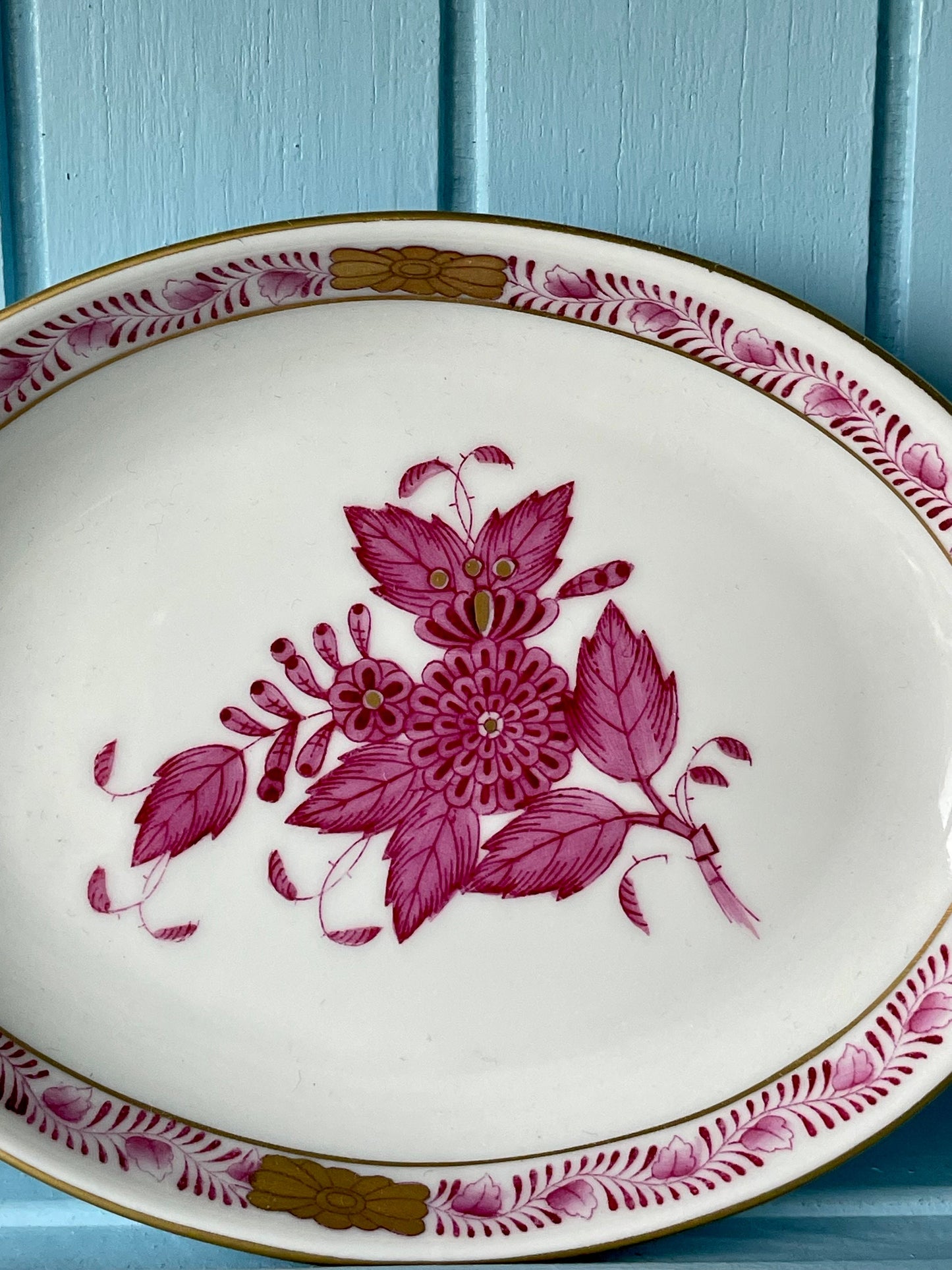 Sweet Vintage Herend Apponyi Raspberry Small Trinket Dish, HandPainted Hungarian Porcelain, Previously Loved, Perfect Gift For Herend Lovers