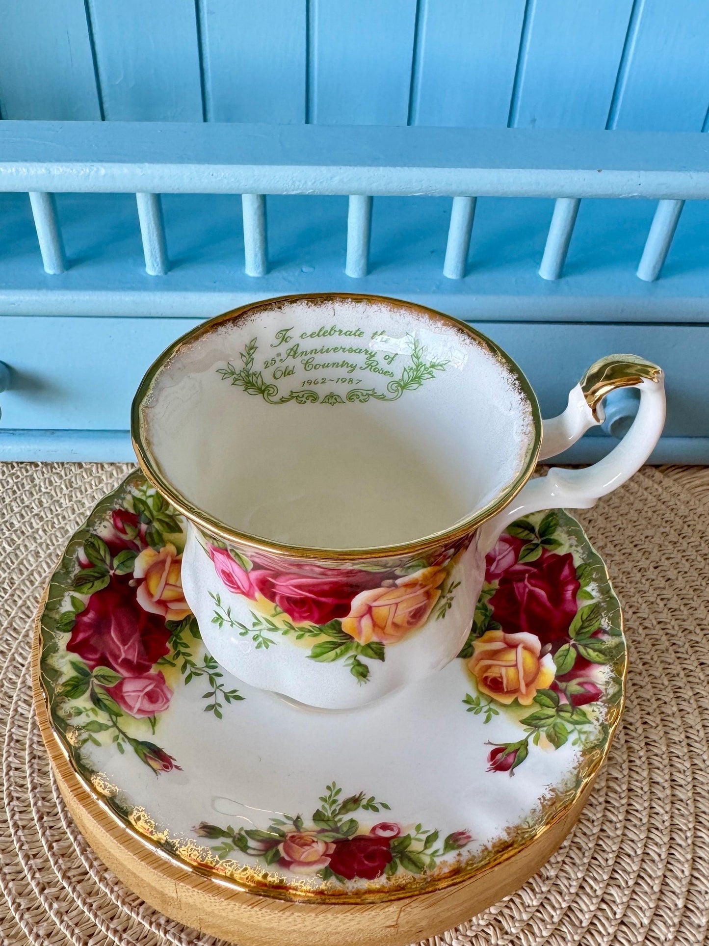 Vintage Royal Albert 25th Anniversary 'Old Country Roses' CoffeeCup and Saucer, Fine Bone China, Special Edition Royal Albert, England