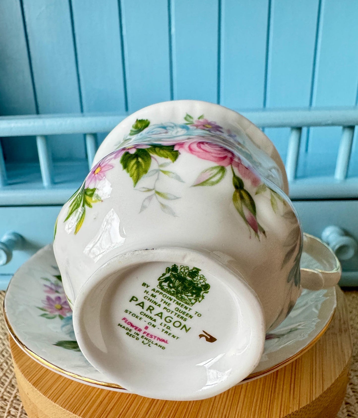 Vintage Beautiful Paragon Flower Festival, English Bone China, Coffee Cup and Saucer, Previously Loved Lady Sized Cup, Lovely Gift, England