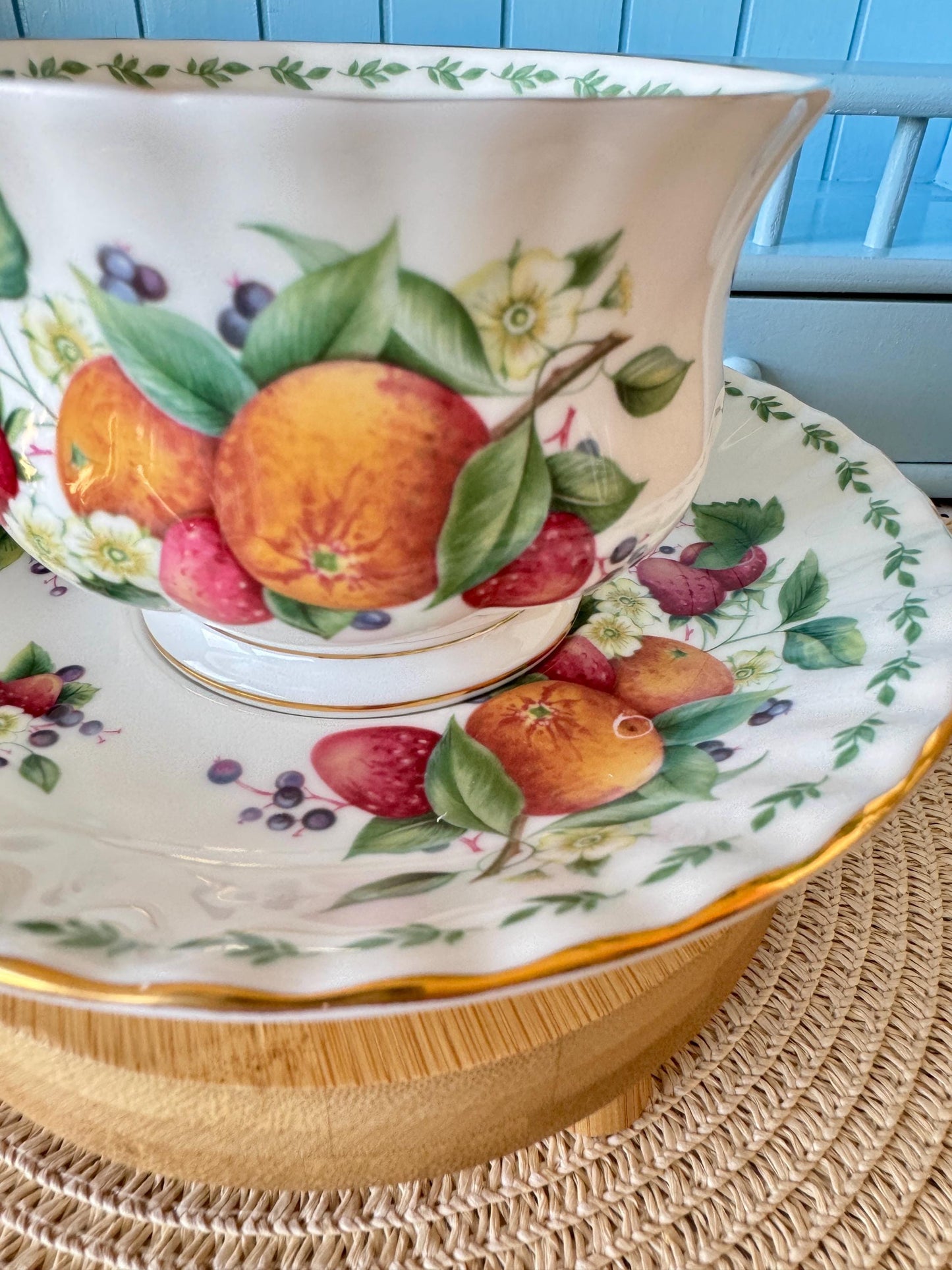RARE Vintage Royal Albert "Covent Garden" Breakfast Set, Oranges, Cereal Breakfast Cup and Saucer, Bone China , Previously Loved, England