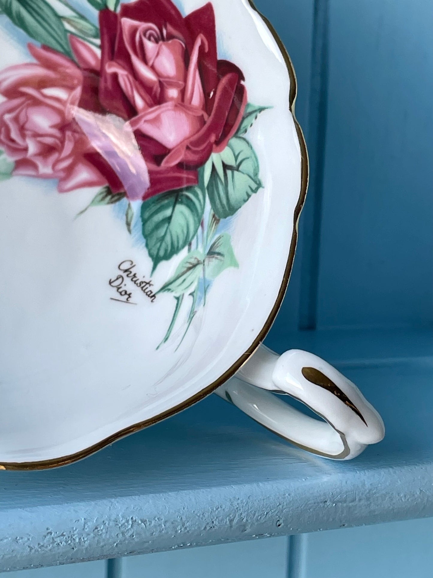 Very Rare Vintage Paragon 'Christian Dior' TeaCup And Saucer, Truly Unique find, Previously Loved, Special Edition, Christian Dior Signature