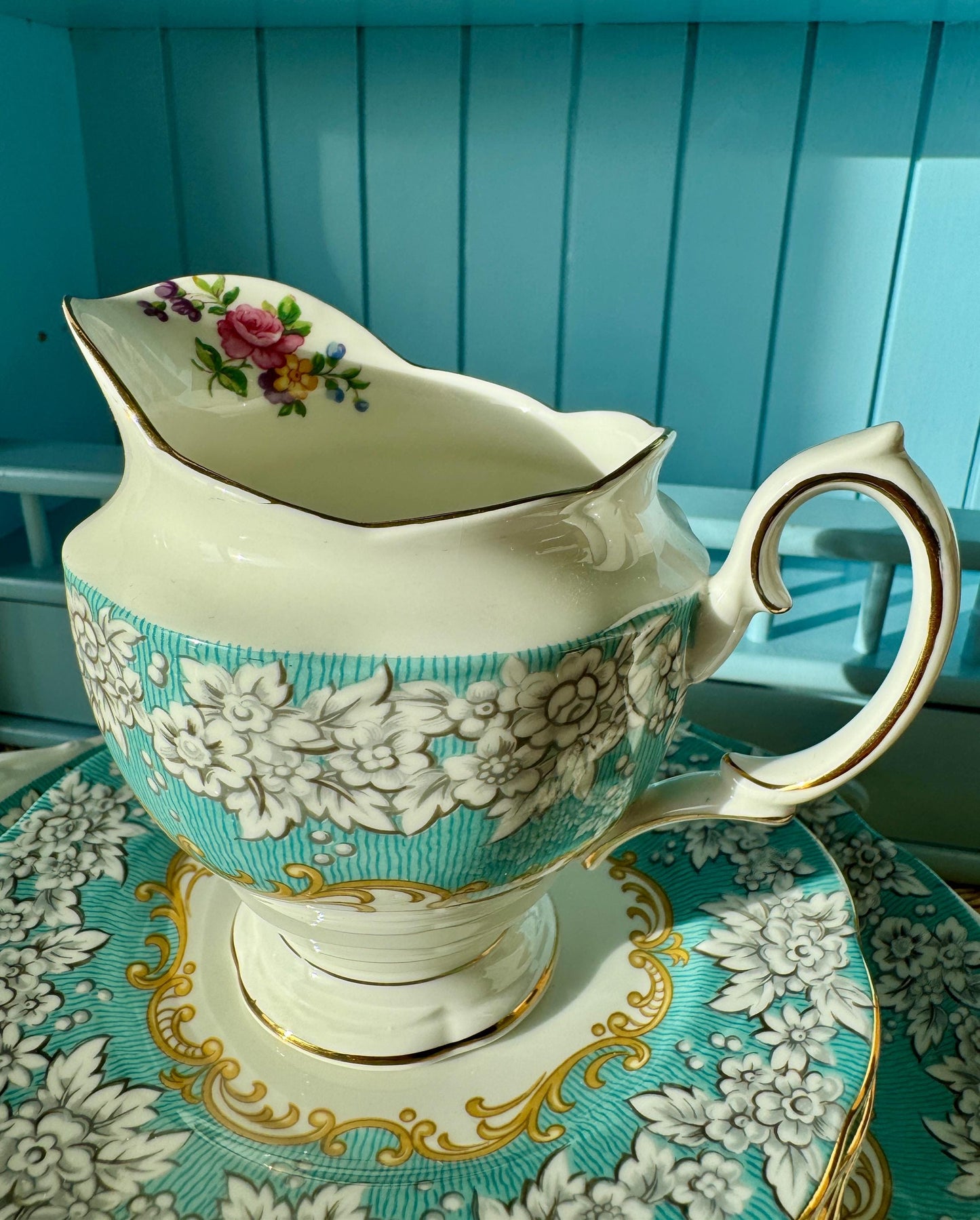 Vintage Royal Albert Enchantment Tea Set, 22-Piece, Bone China Service for 6, Never Used, Teapot, Cups, Saucers, Plates, Creamer, Sugar Bowl