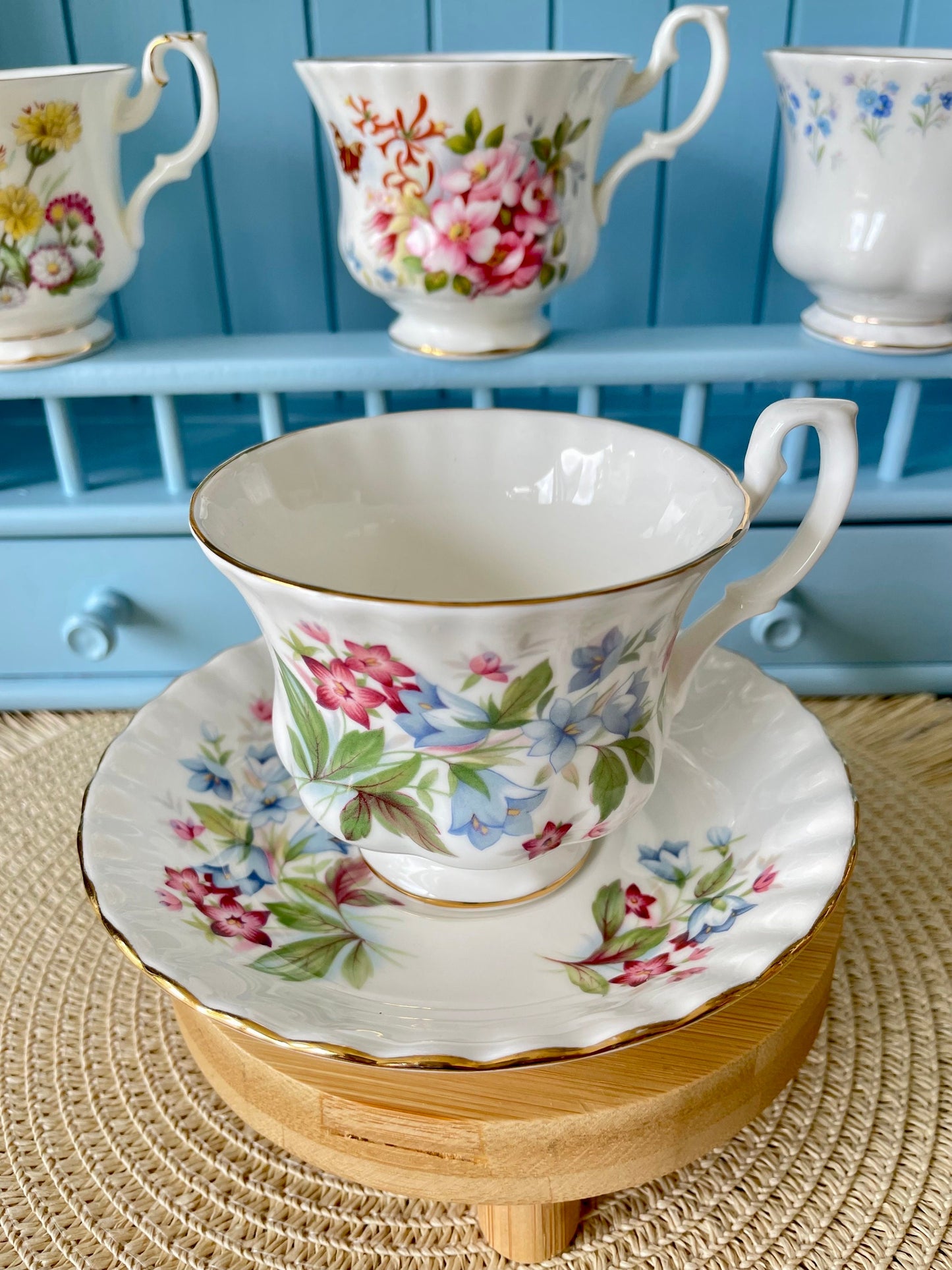 Vintage Royal Albert Bourton Summertime Series Male Sized TeaCup & Saucer, Fine Bone China, Made In England, HighTea Party, Previously Loved