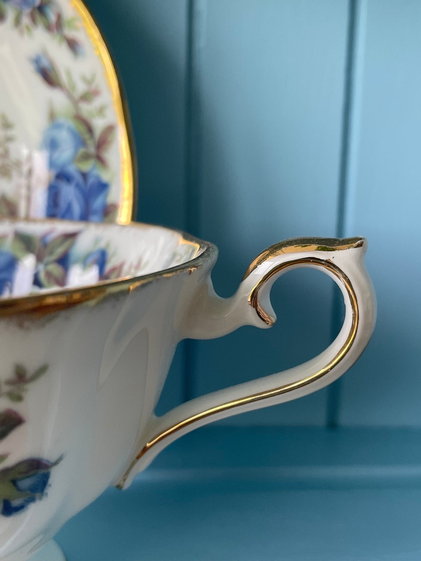 Avon Shaped Royal Albert "Moonlight Rose" Teacup & Saucer, Fine Bone China England, Previously Loved, Highly Sought After, Used Condition