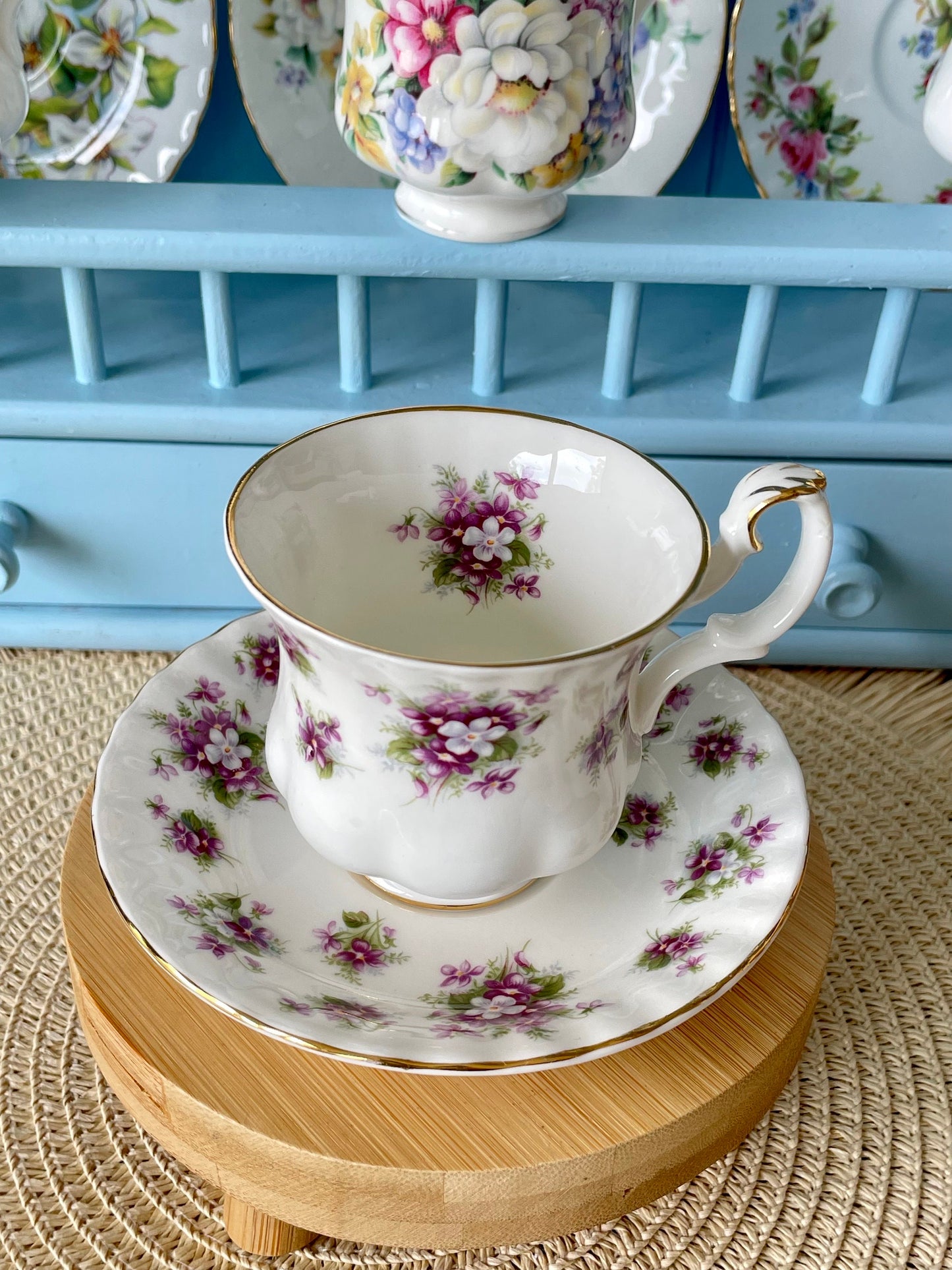 Beautiful Vintage Royal Albert Ladies Sized Tea Cup and Saucer. Fine Bone China, Sweet Violets Series, Previously Loved Vintage Cup