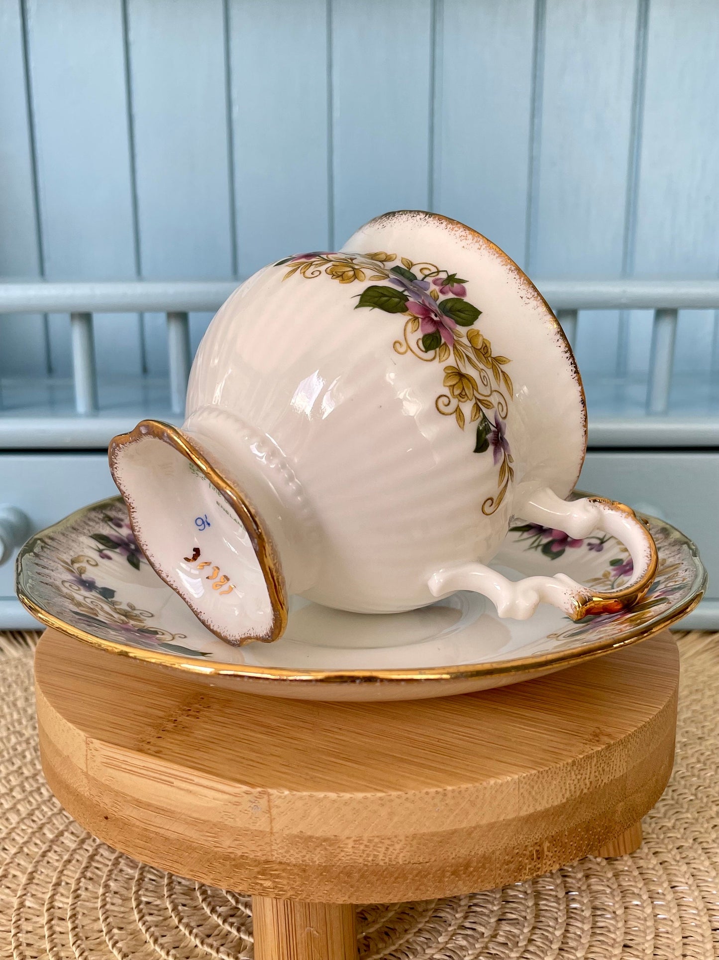 Vintage Elizabethan Fine Bone China Tea Cup and Saucer - Pink Yellow Floral Gold Trim, Previously Loved Vintage, Antique Tea Cup, High Tea
