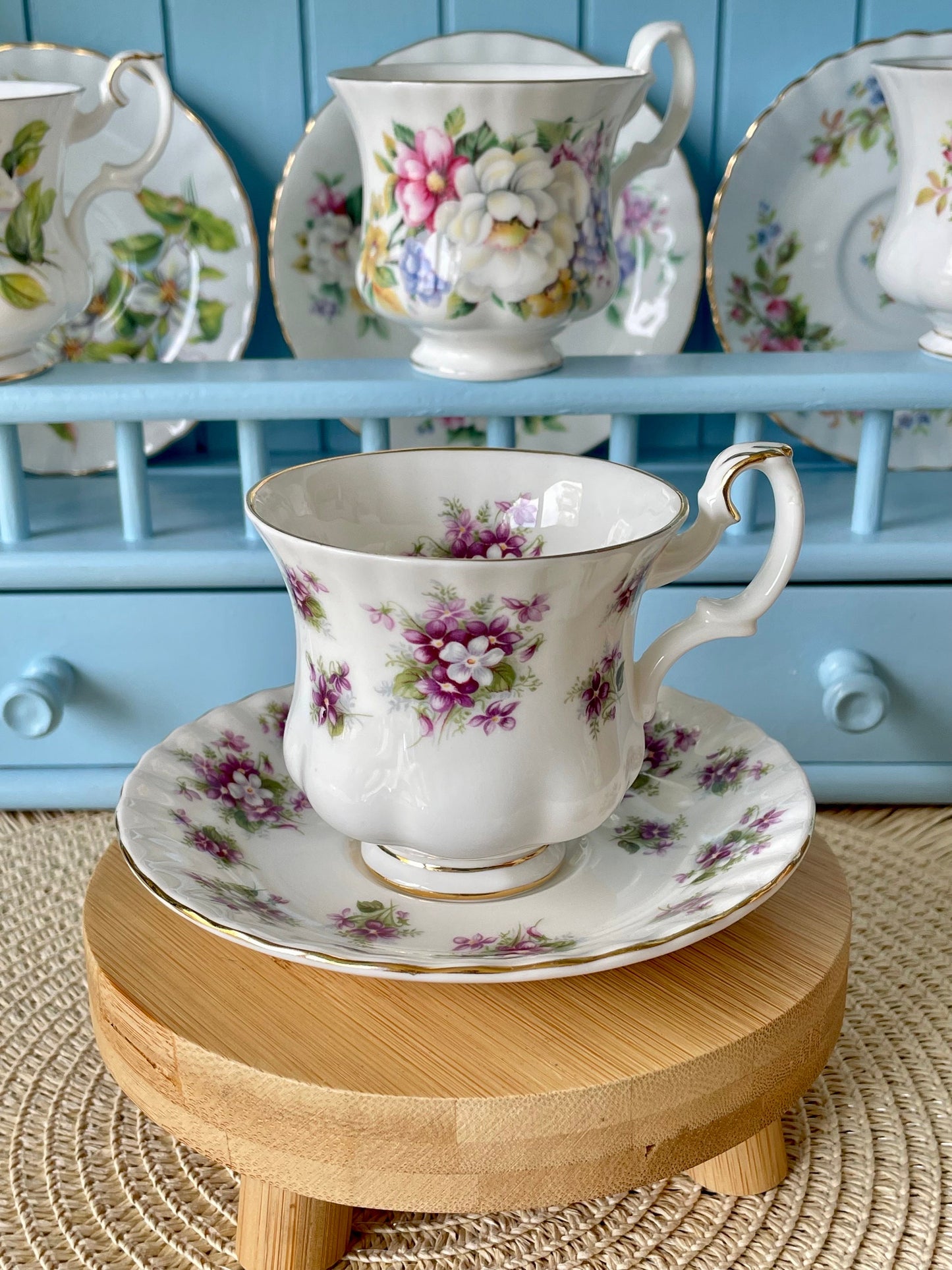 Beautiful Vintage Royal Albert Ladies Sized Tea Cup and Saucer. Fine Bone China, Sweet Violets Series, Previously Loved Vintage Cup