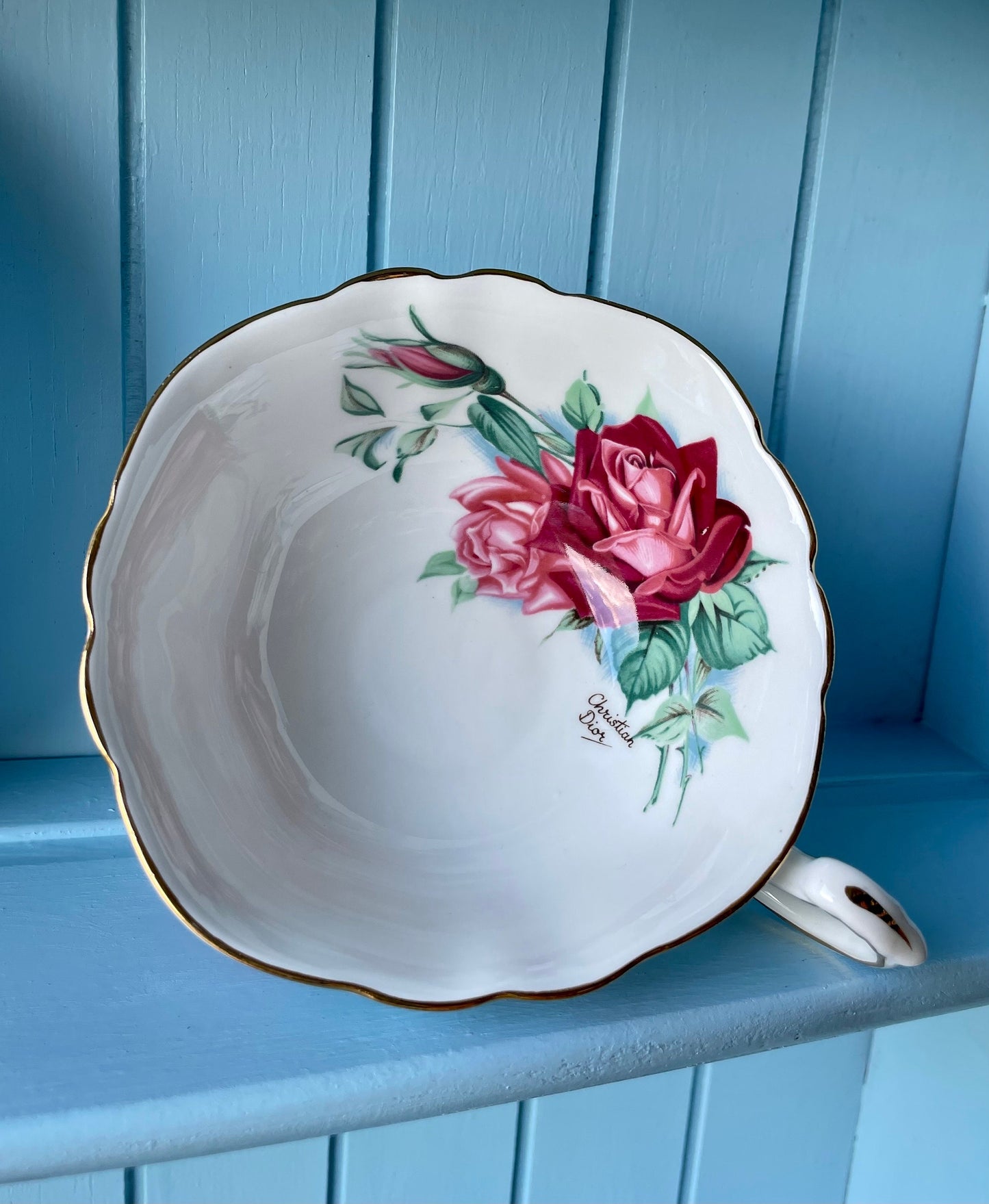 Very Rare Vintage Paragon 'Christian Dior' TeaCup And Saucer, Truly Unique find, Previously Loved, Special Edition, Christian Dior Signature