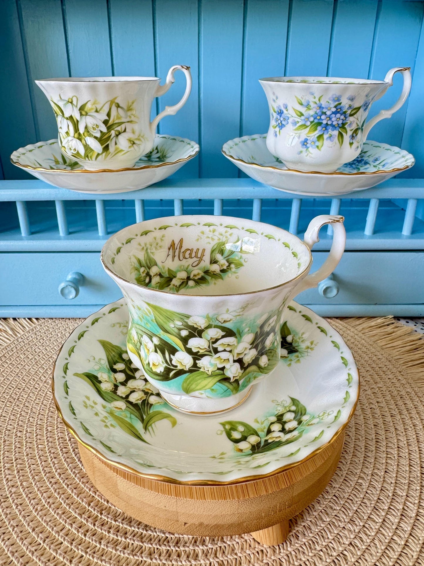Vintage Royal Albert Flower Of The Month Male Sized Duo's Cup & Saucer, Fine Bone China, High Tea Party, Made in England, Sold Individually