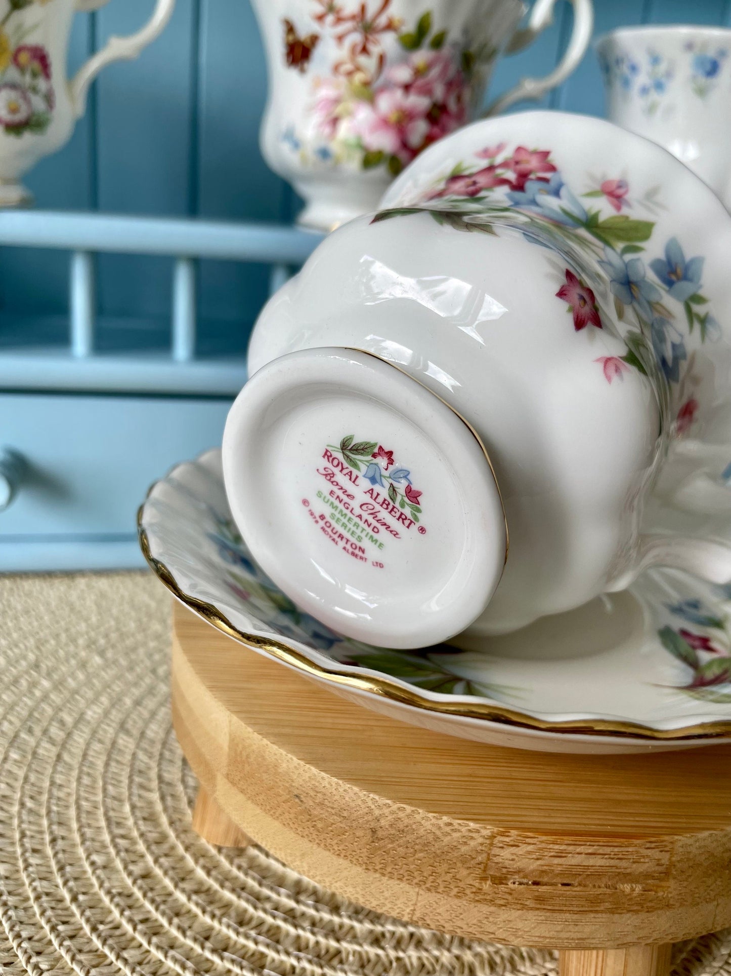 Vintage Royal Albert Bourton Summertime Series Male Sized TeaCup & Saucer, Fine Bone China, Made In England, HighTea Party, Previously Loved