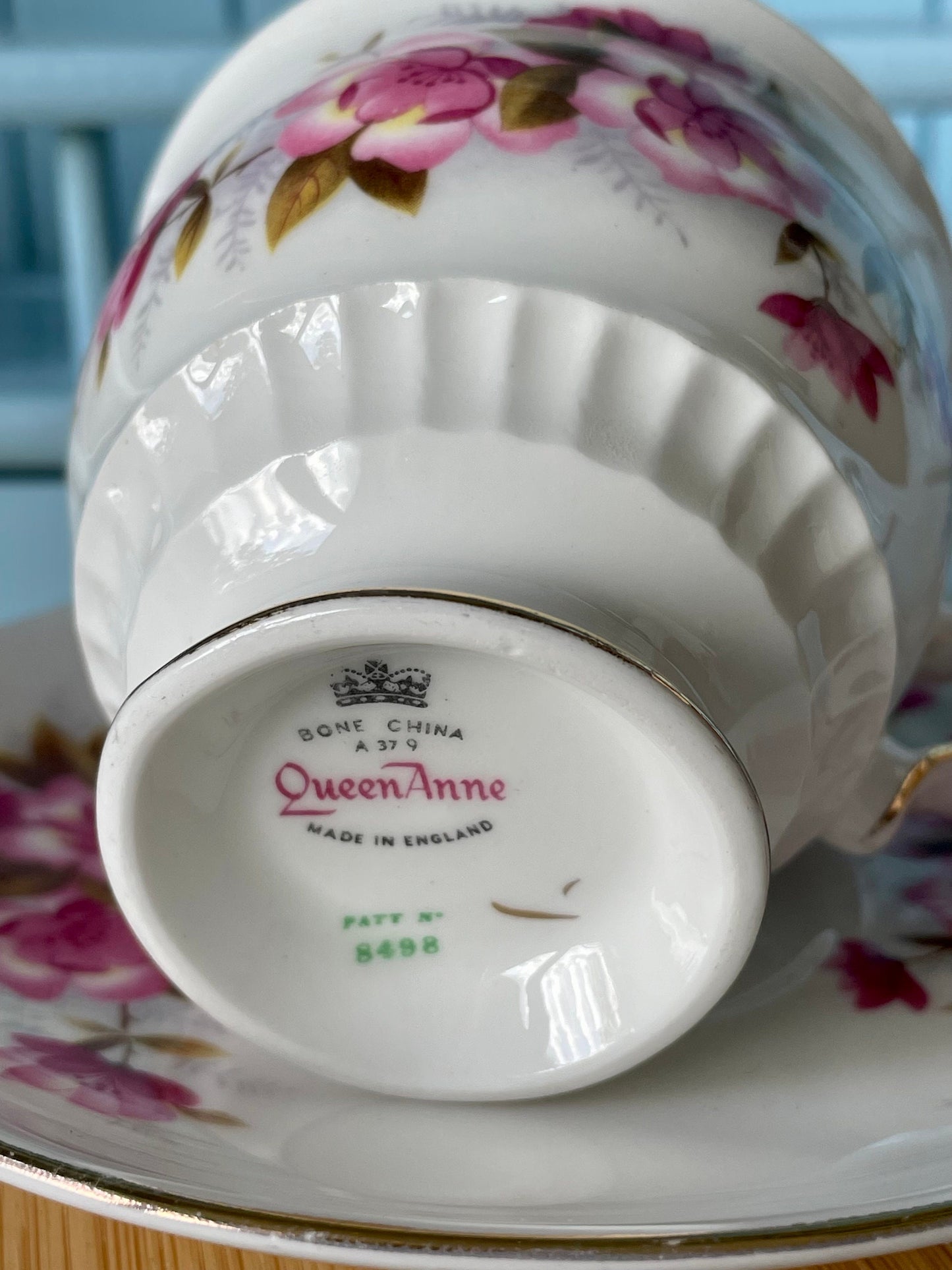 Vintage Queen Anne Cherry Blossom, Pink Floral Bone Tea Cup and Saucer, Antique English China, Previously Loved Vintage Cup, High-Tea Party