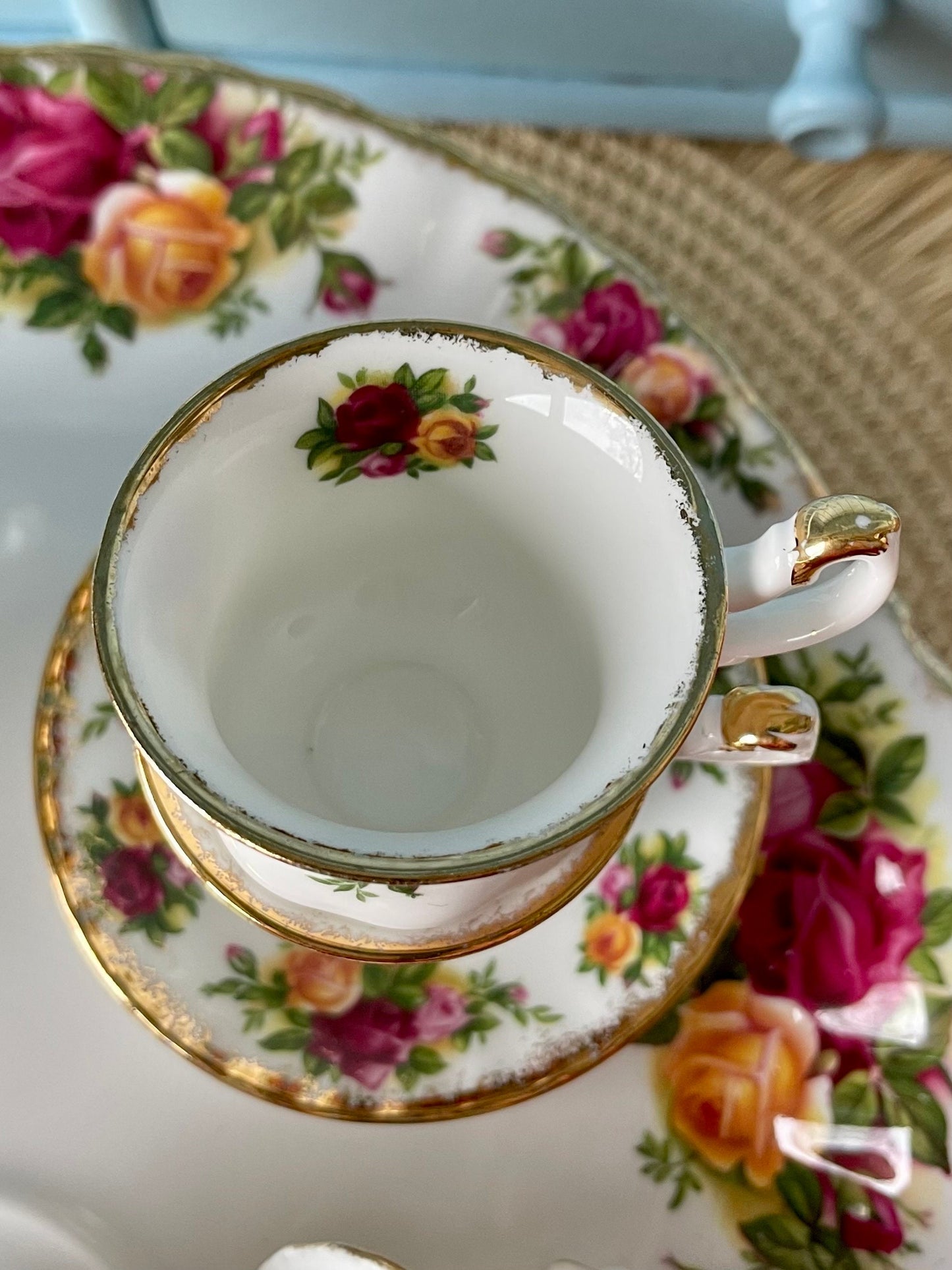 Vintage Royal Albert "Old Country Roses" Miniature Tea Set, First Quality, Fine Bone China, Previously Loved Vintage, Made in England