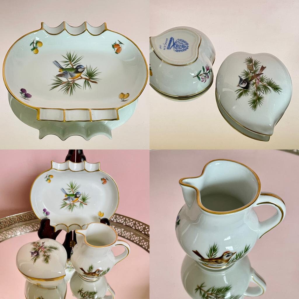 Rare Multiple Vintage Herend Bird Series, Spoon Vases, Milk Jug, Trinket Dish, HandPainted, Previously Loved, Perfect For Herend Collectors