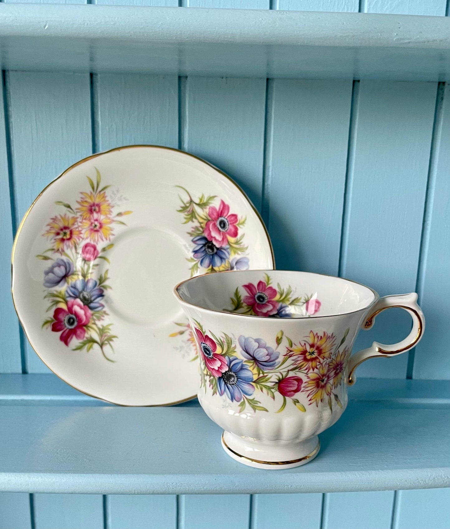 Vintage Beautiful Paragon Flower Festival, English Bone China, Coffee Cup and Saucer, Previously Loved Lady Sized Cup, Lovely Gift, England