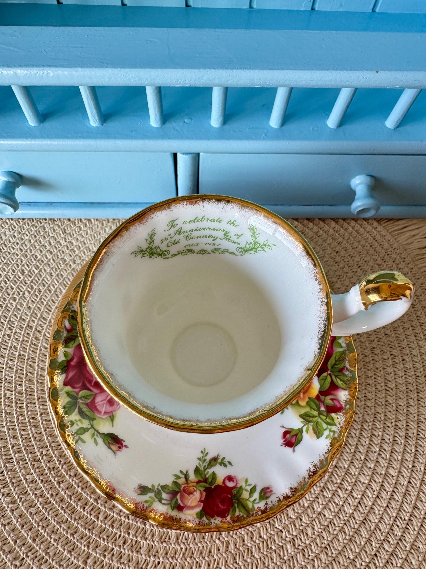 Vintage Royal Albert 25th Anniversary 'Old Country Roses' CoffeeCup and Saucer, Fine Bone China, Special Edition Royal Albert, England