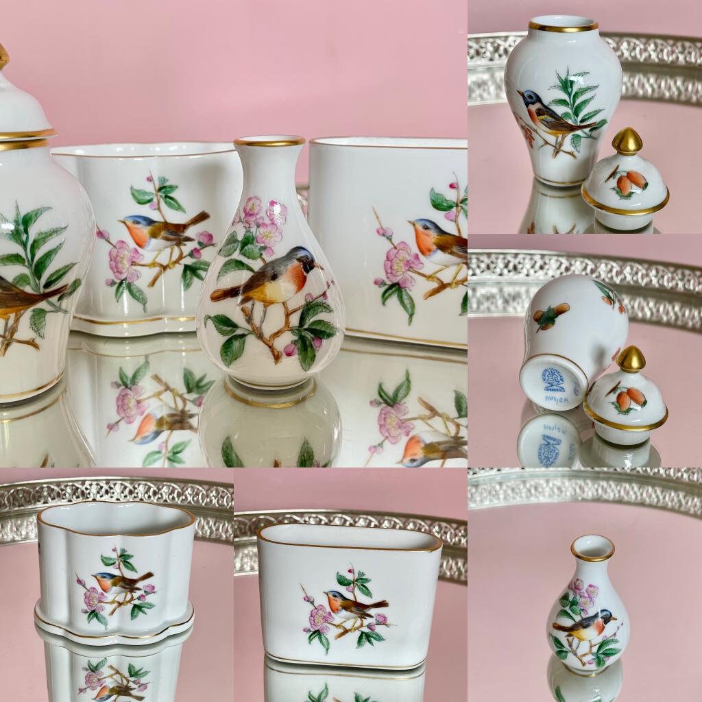 Rare Multiple Vintage Herend Bird Series, Spoon Vases, Milk Jug, Trinket Dish, HandPainted, Previously Loved, Perfect For Herend Collectors
