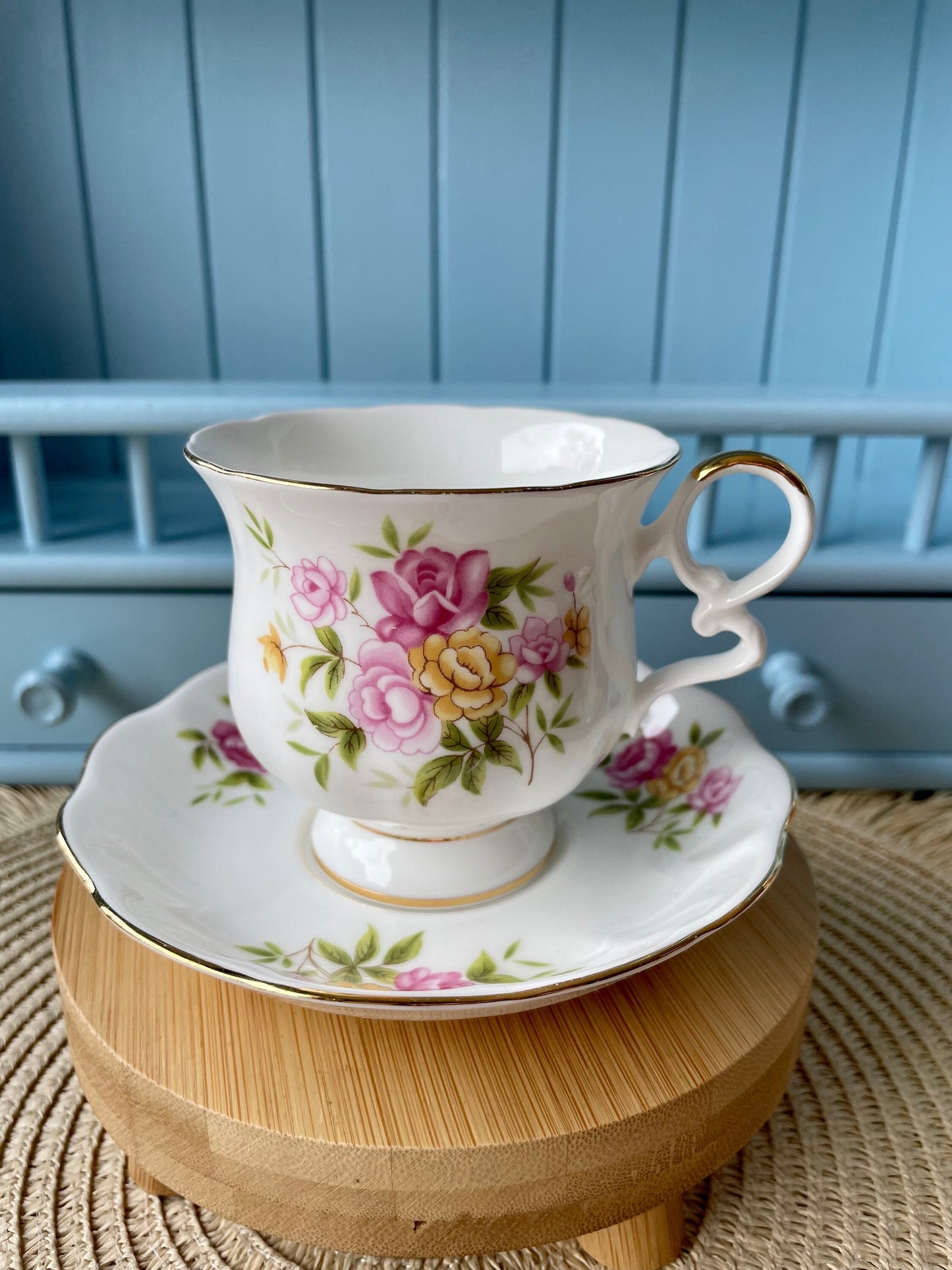 Vintage Royal Ascot 'Country Bouquet' Tea Cup And Saucer, Made In England. Fine Bone China, Previously Loved Cup, Antique British TeaCup