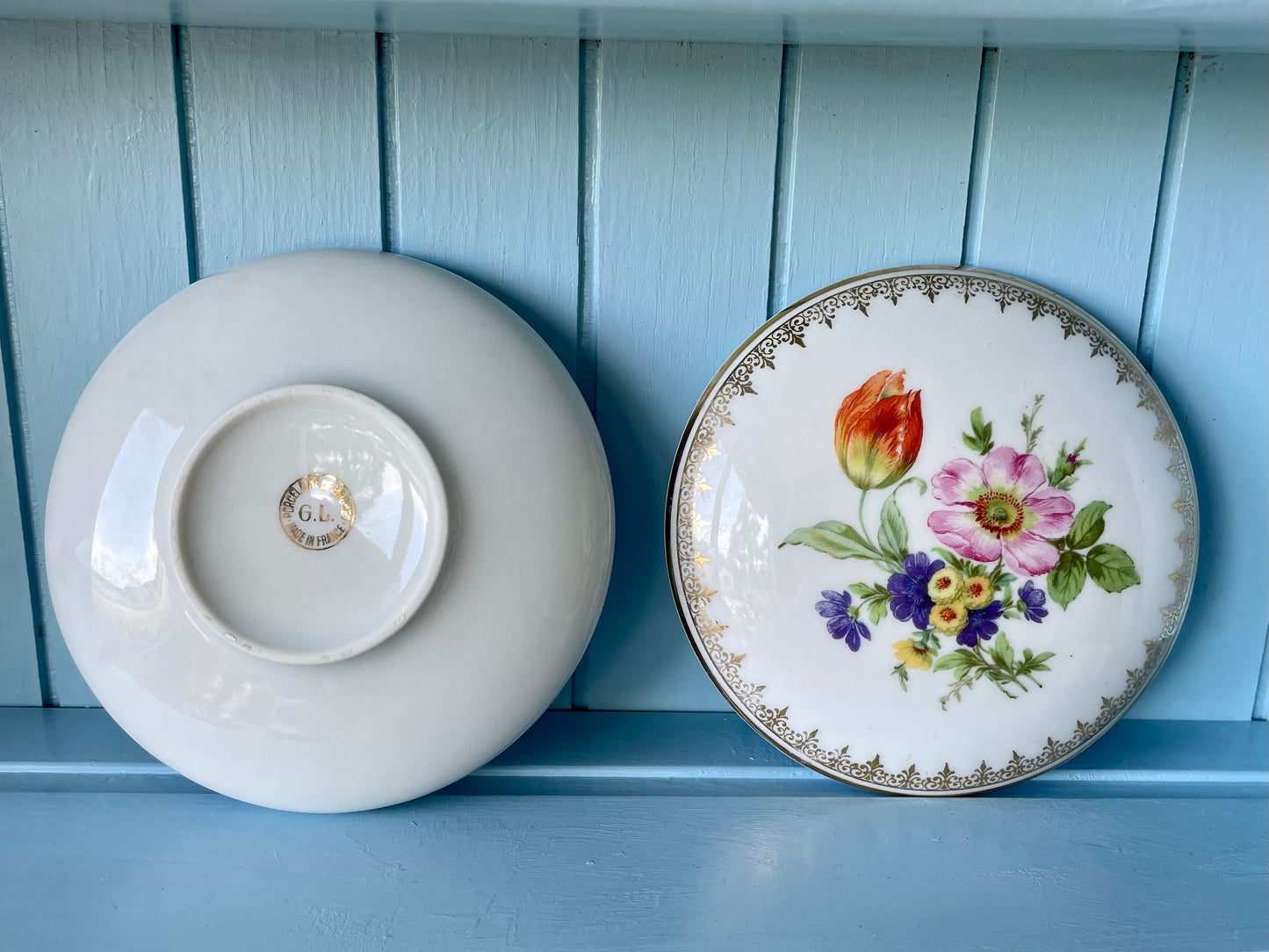 Hard To Find Vintage Limoges France Floral Lidded Trinket Box, Gold And Porcelain, Previously Loved, Very Collectible, French Antique