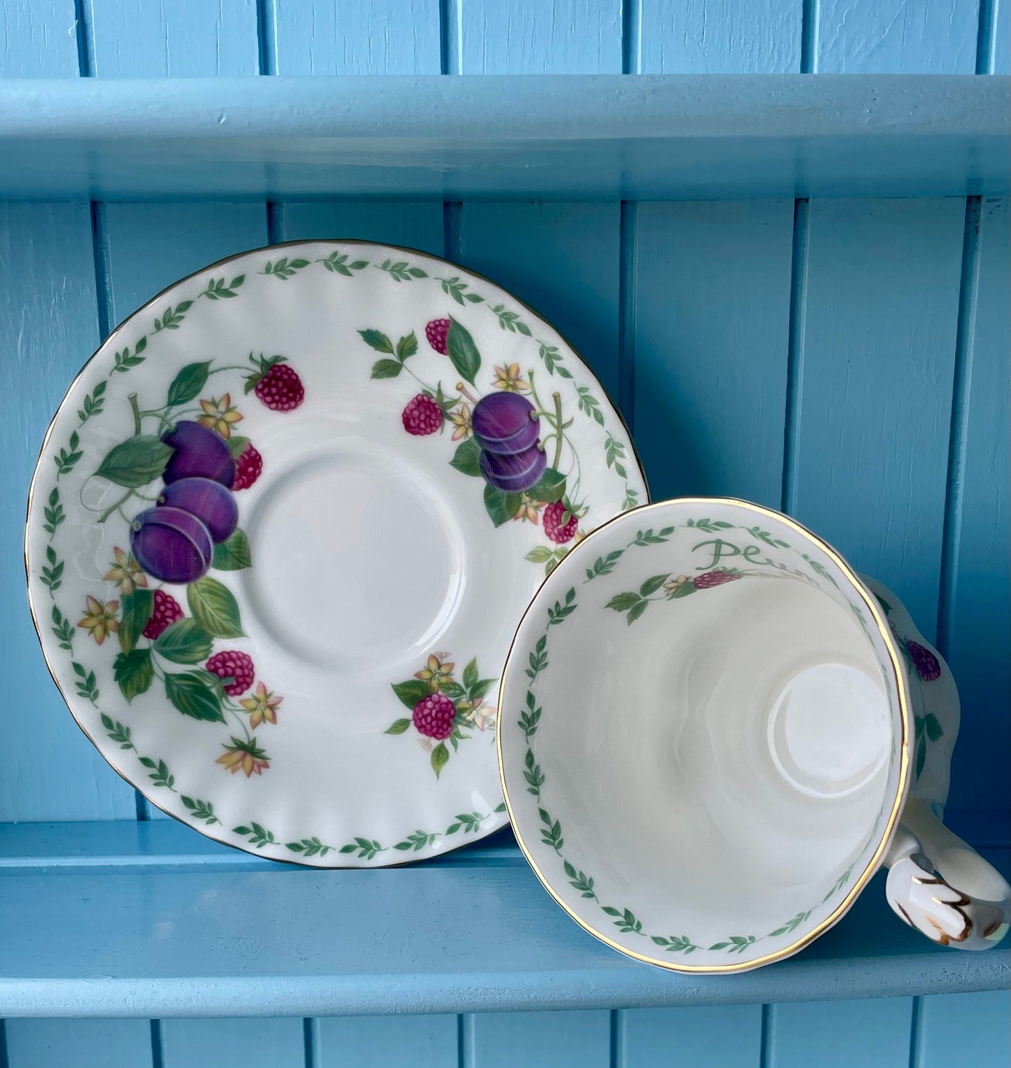 Vintage Royal Albert "Covent Garden Series "Male sized Teacup, Plum, Teacup and Saucer Set, Fine Bone China , Previously Loved, Made England