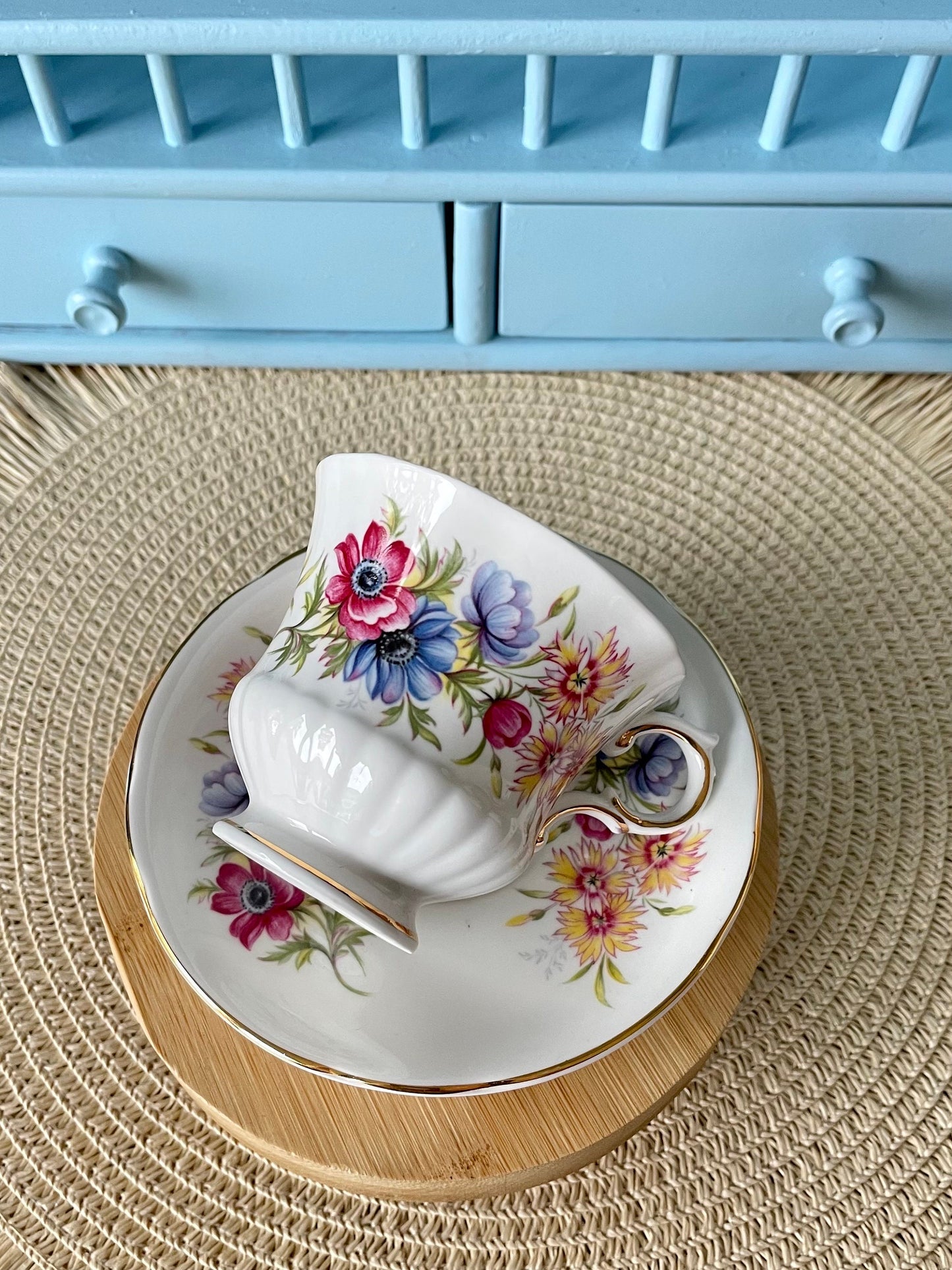 Vintage Beautiful Paragon Flower Festival, English Bone China, Coffee Cup and Saucer, Previously Loved Lady Sized Cup, Lovely Gift, England
