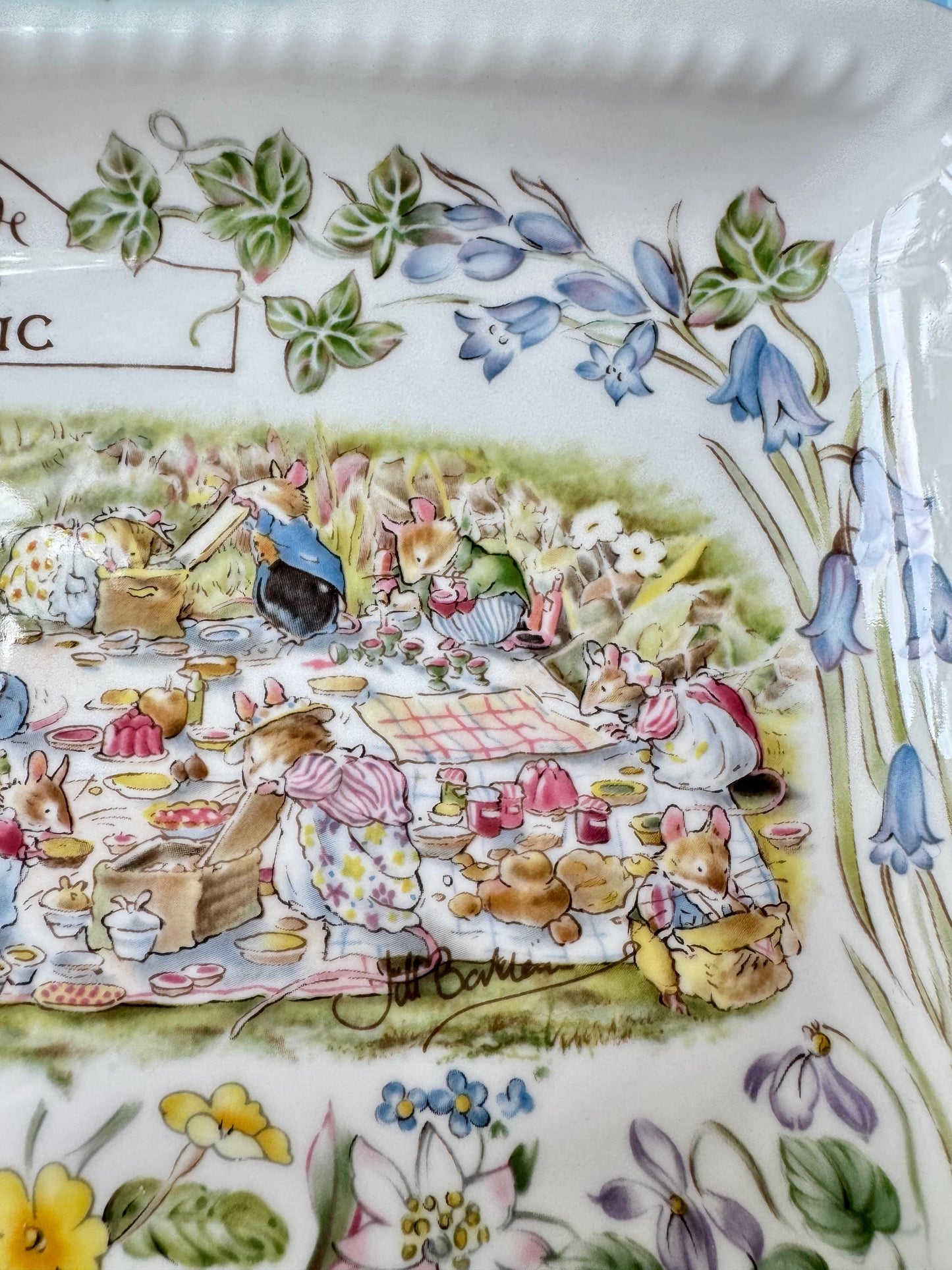 Very Rare Vintage Brambly Hedge The Picnic Plate Royal Doulton 1989, Rare Sandwich Tray, Storybook Mice, Unused Vintage Collector's Gift, UK