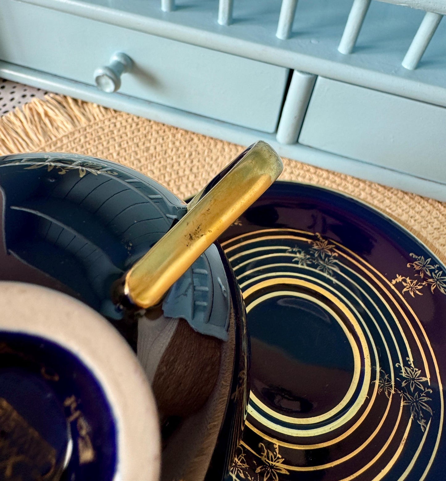 Vintage Wolf Kueps Echt Cobalt Demitasse Set, Perfect Gold Interior, Vintage German Porcelain, Cobalt Blue & Gold, Bavarian Demitasse TeaSet