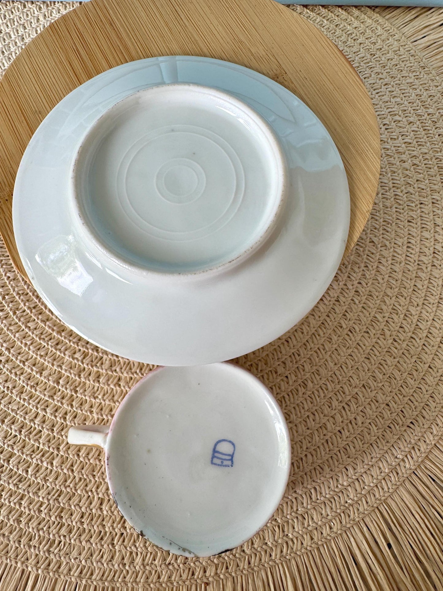 Antique Royal Vienna Fragonard Espresso Cup & Saucer, Beehive Mark Cup, Pink Gold Eggshell Porcelain, Matched Set, Vintage Romantic, Austria