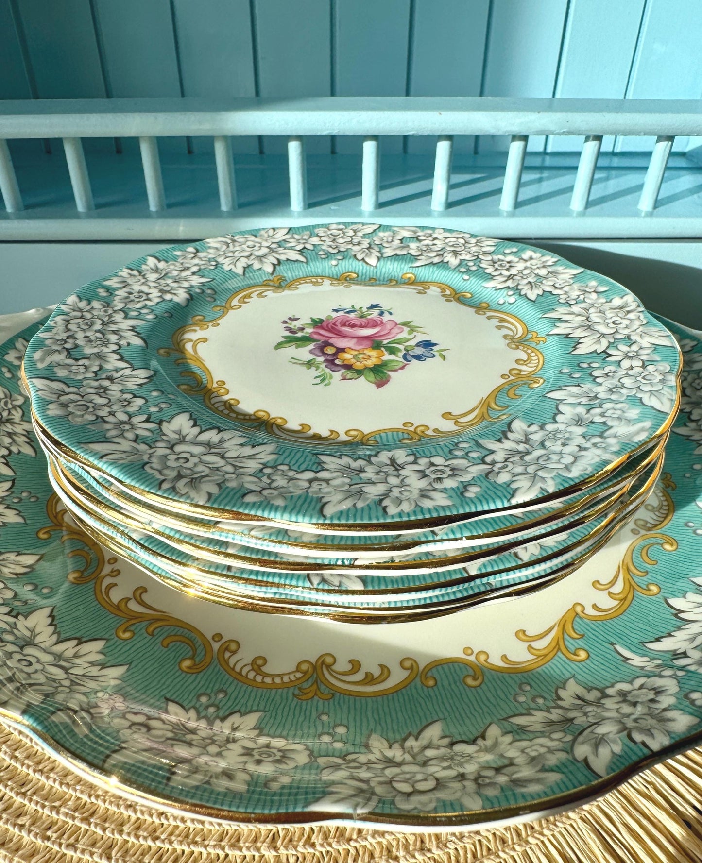 Vintage Royal Albert Enchantment Tea Set, 22-Piece, Bone China Service for 6, Never Used, Teapot, Cups, Saucers, Plates, Creamer, Sugar Bowl