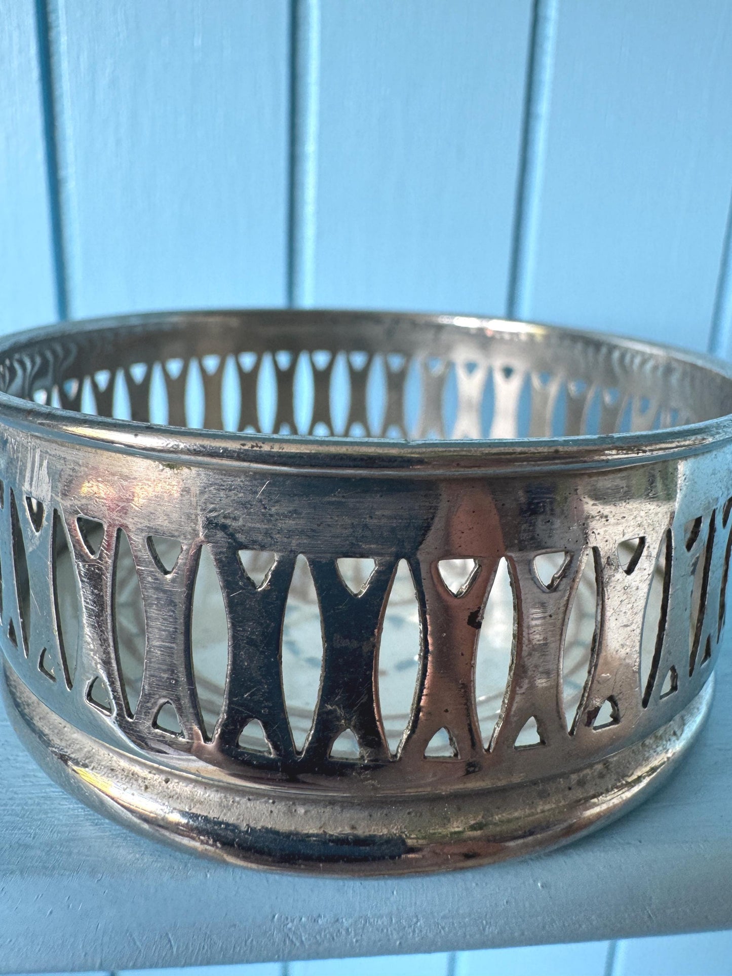 Vintage Dresden 'Villeroy & Boch' Coasters, Set 6 Coasters, Previously Loved, Collectors Item, Pierced Silver Rim, Hand-painted, German Made