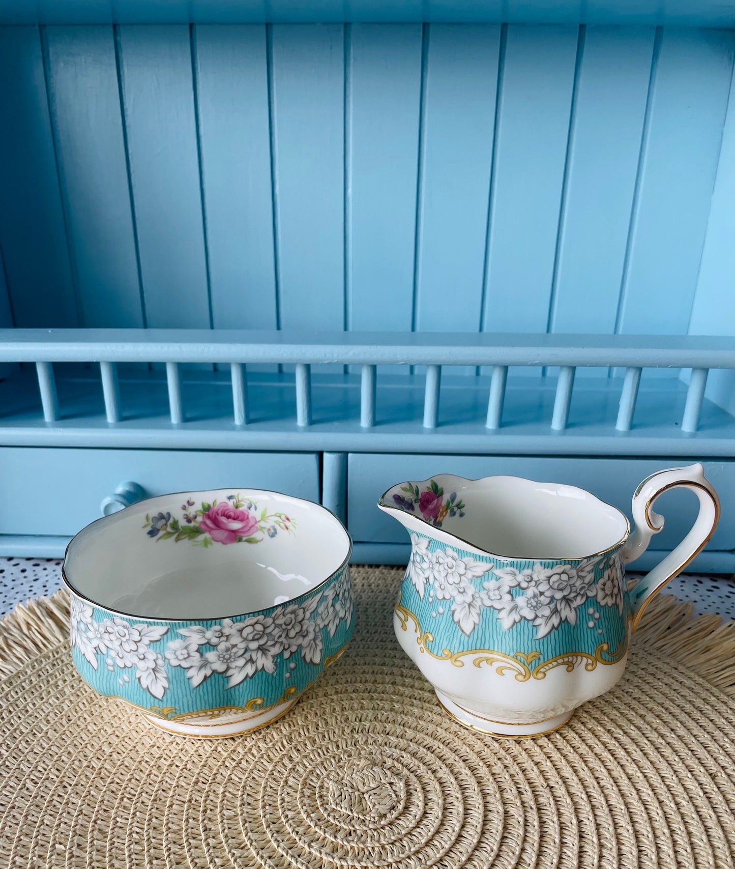 Hard To Find Vintage Royal Albert 'Enchantment' Large Sugar Jar & Large Creamer, Previously Loved, Rare Item, Highly Sought After, England
