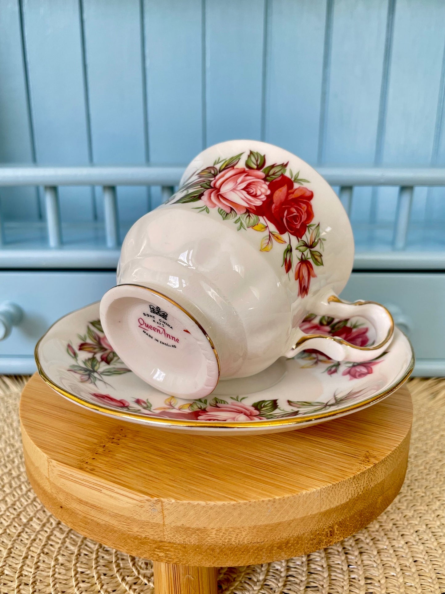 Vintage Queen Anne Cherry Blossom, Pink Floral Bone Tea Cup and Saucer, Antique English China, Previously Loved Vintage Cup, High-Tea Party