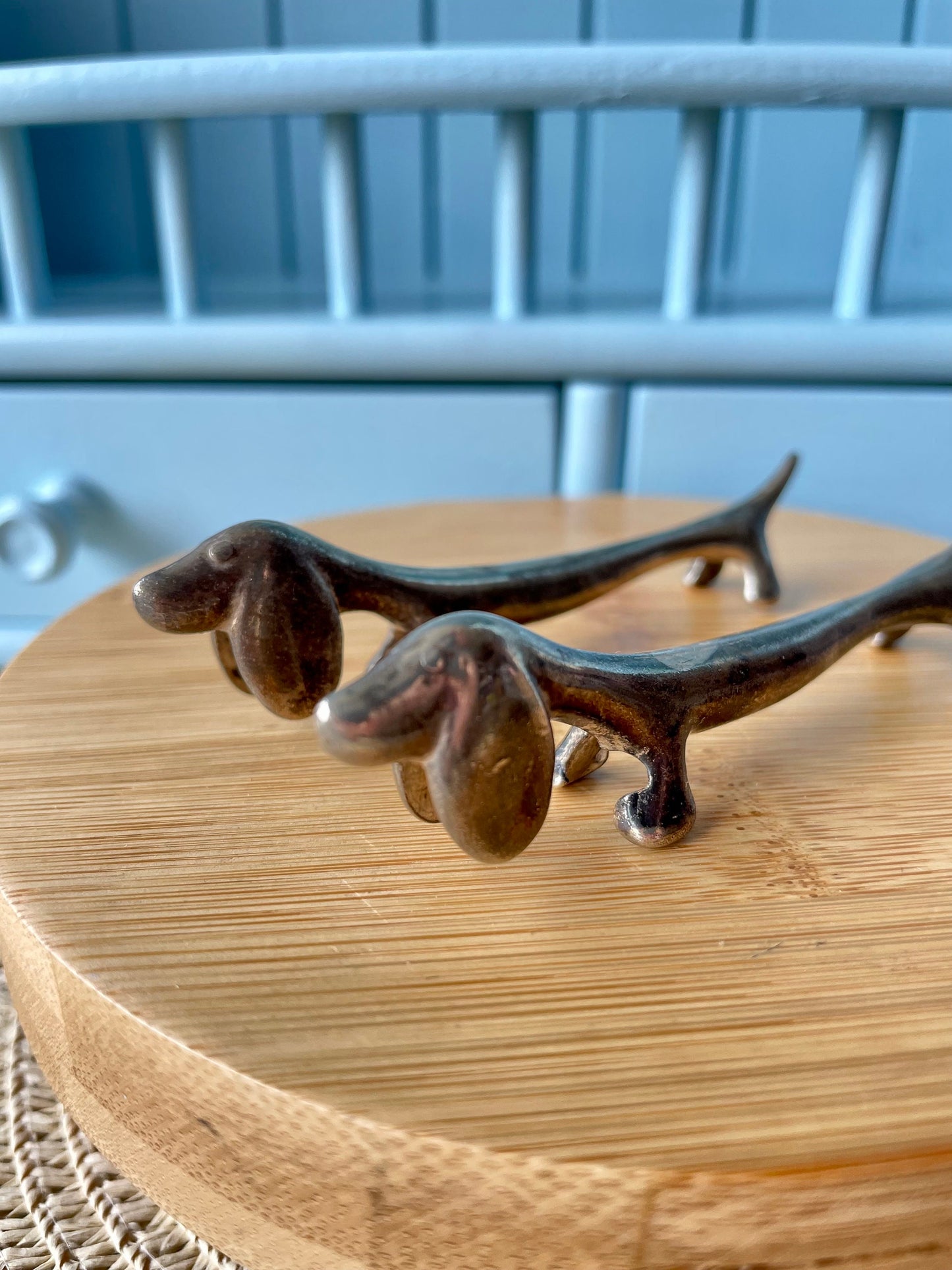 Beautiful Vintage Dachshund Silver Metal Knife Rests, Previously Loved French Antique, Collectors Item, Lovely Gift, Made In France In 1970