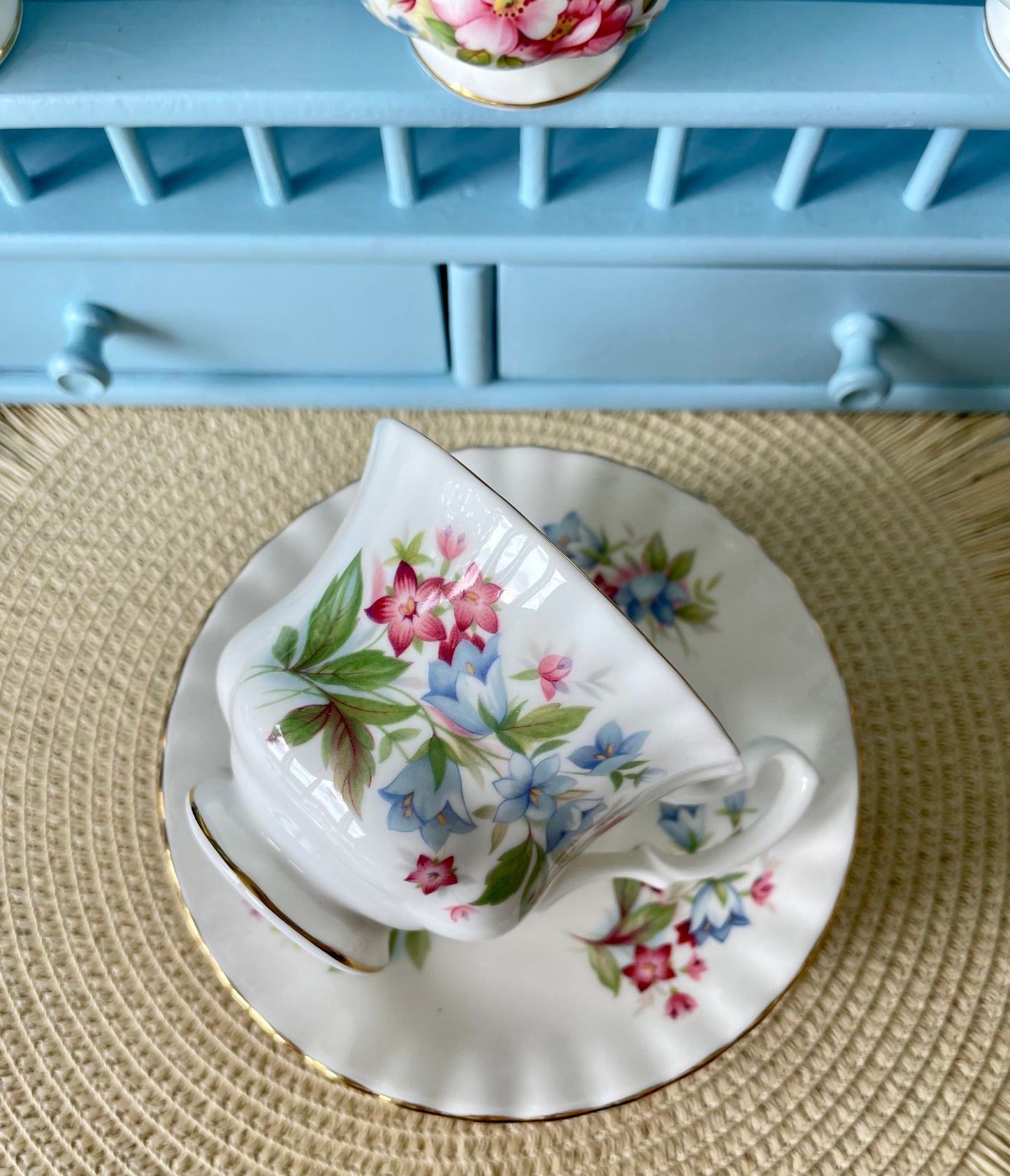 Vintage Royal Albert Bourton Summertime Series Male Sized TeaCup & Saucer, Fine Bone China, Made In England, HighTea Party, Previously Loved