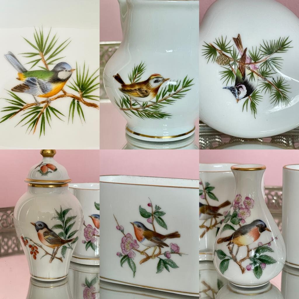 Rare Multiple Vintage Herend Bird Series, Spoon Vases, Milk Jug, Trinket Dish, HandPainted, Previously Loved, Perfect For Herend Collectors
