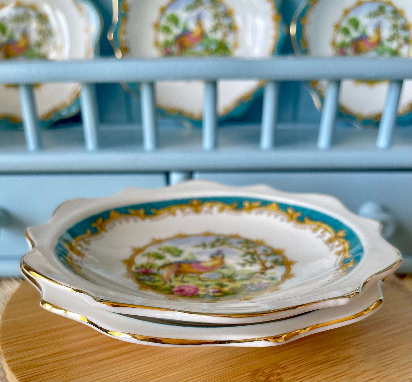 Rare Vintage Royal Albert "Chelsea Bird" Petit Four Dish, Fine Bone China, Pheasant Bird Blue Design, Previously Loved Antique, Made England