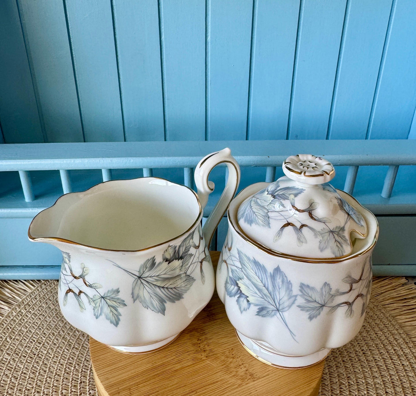 Very Rare Hard To Find "2 Cup" Royal Albert "Silver Maple" TeaPot, Small TeaPot, Bone China, Previously Owned, Gray Leaf Decor, England