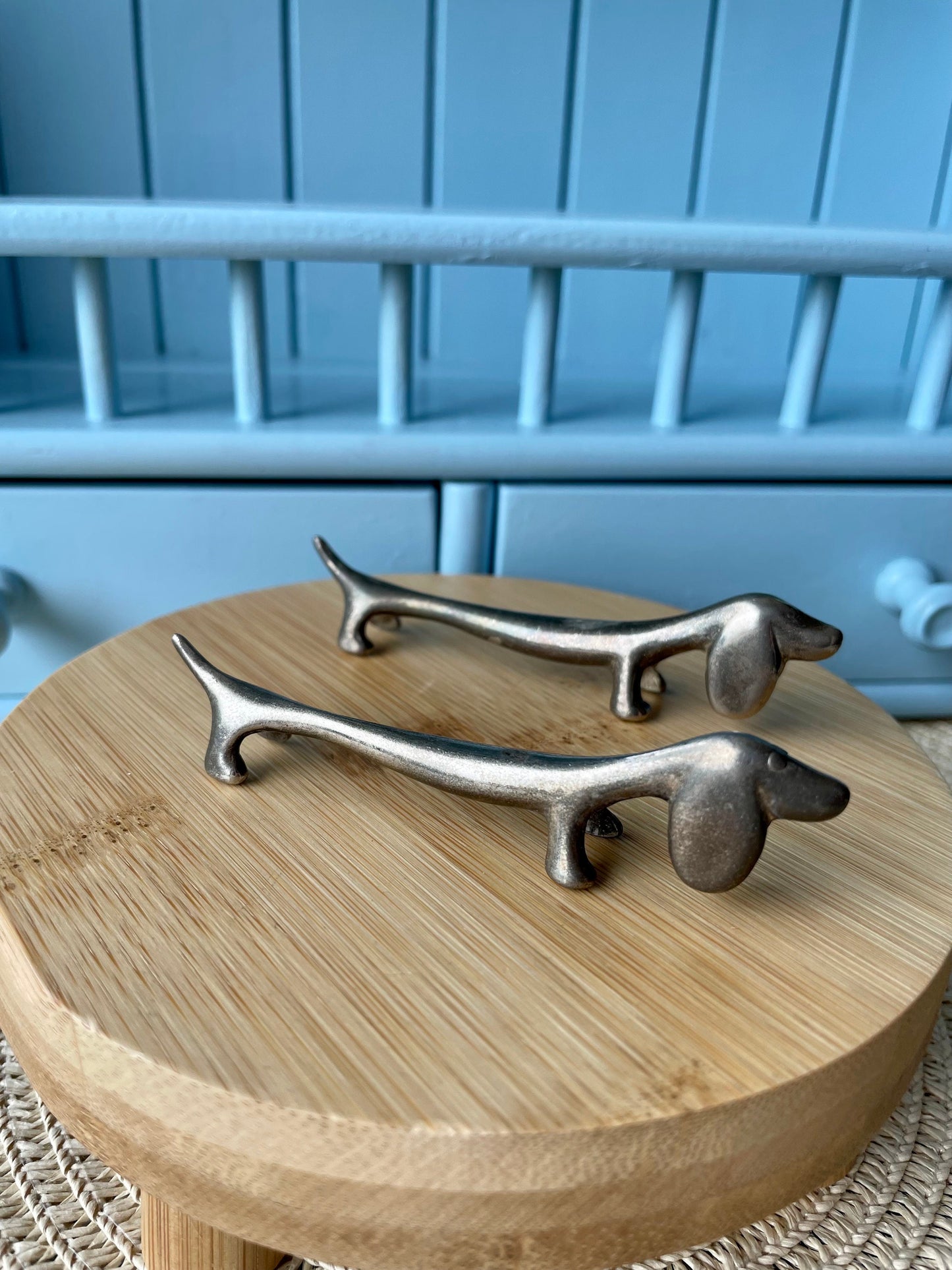 Beautiful Vintage Dachshund Silver Metal Knife Rests, Previously Loved French Antique, Collectors Item, Lovely Gift, Made In France In 1970