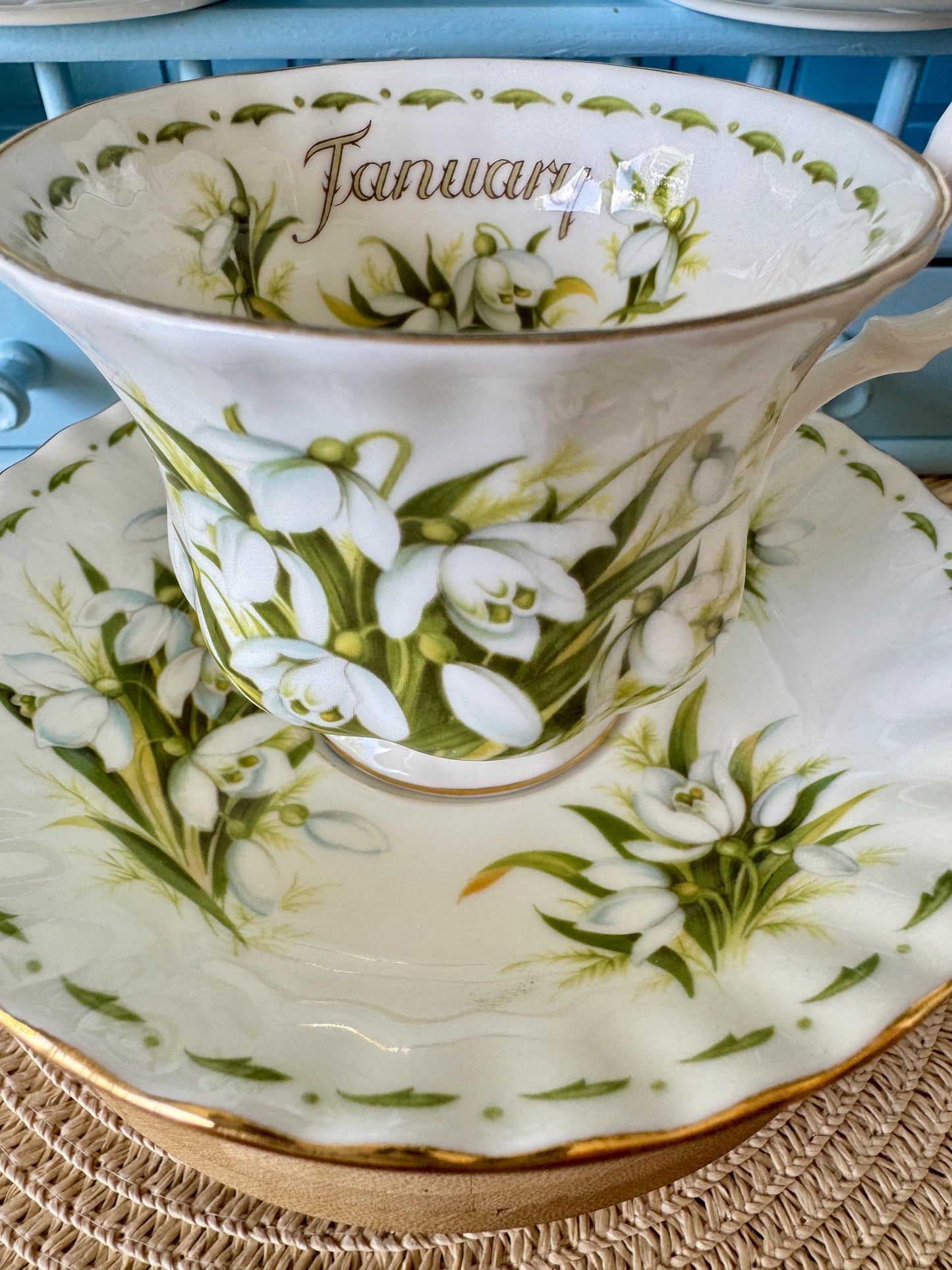 Vintage Royal Albert Flower Of The Month Male Sized Duo's Cup & Saucer, Fine Bone China, High Tea Party, Made in England, Sold Individually