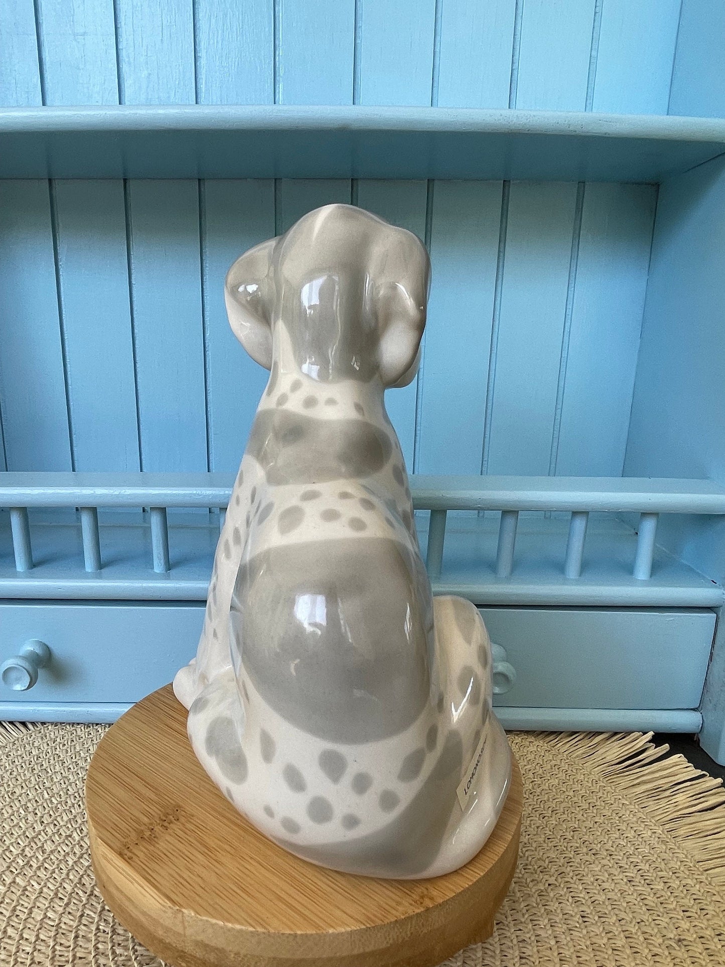 Vintage "Lomonosov" Puppy Figurine, Made in the Soviet Union ~ USSR, Sitting Grey Puppy Porcelain Figurine, Previously Loved, Antique Puppy