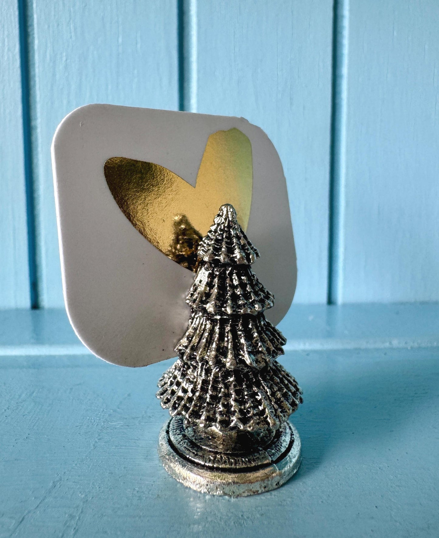 Set of 6 Christmas Tree Place Card Holders, Miniature Silver Tone Metal Table Decor, Name Card Display, Dinner Party Supplies, Event Props