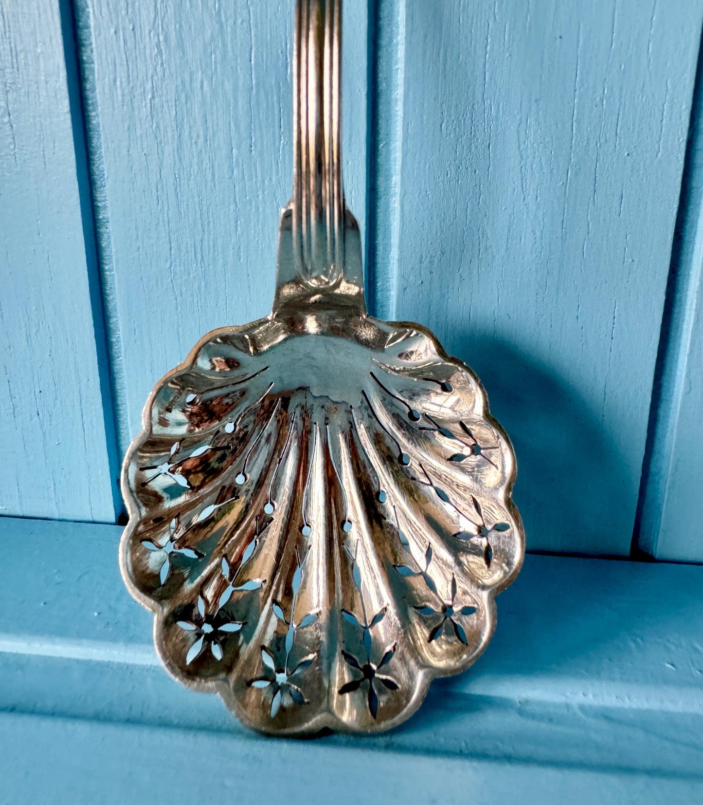 French Ercuis Sugar Spoon, Silver Plated, Sugar Sprinkler, Fruit Spoon, Sugar Sifter, Shabby Chic, Downton Abbey. Food Photo Props, France