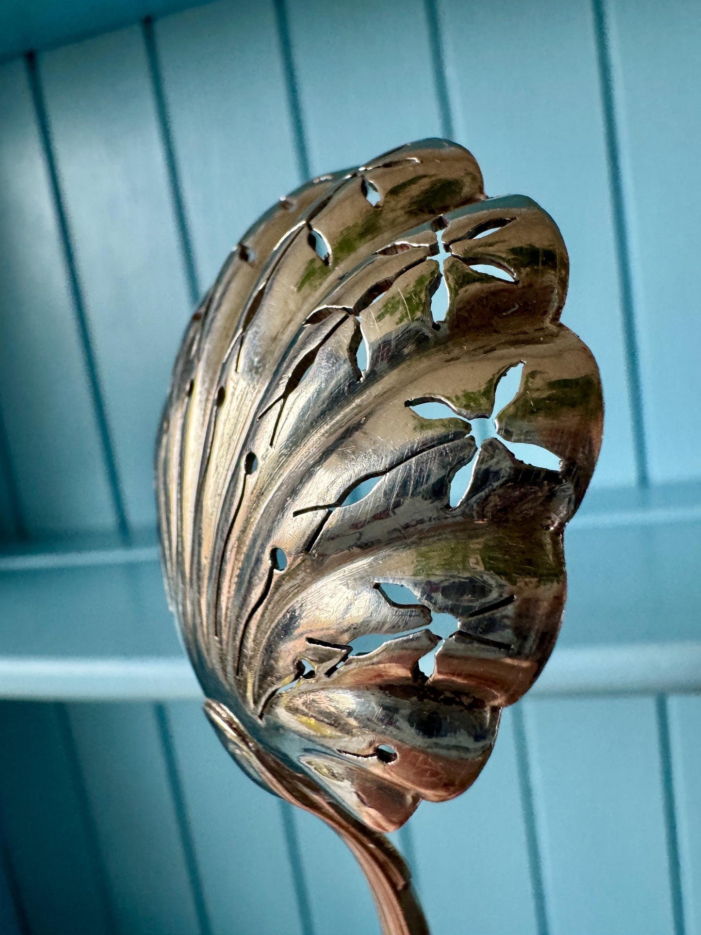 French Ercuis Sugar Spoon, Silver Plated, Sugar Sprinkler, Fruit Spoon, Sugar Sifter, Shabby Chic, Downton Abbey. Food Photo Props, France