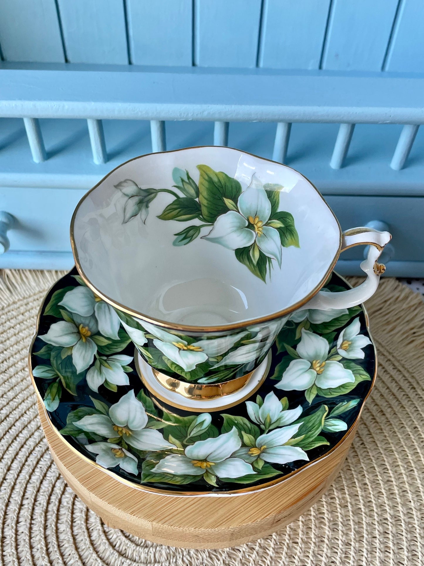 Vintage Royal Albert "Trillium" Provincial Flowers TeaCup & Saucer, Fine Bone China, Previously Loved Vintage, HighTea Party, Male Sized