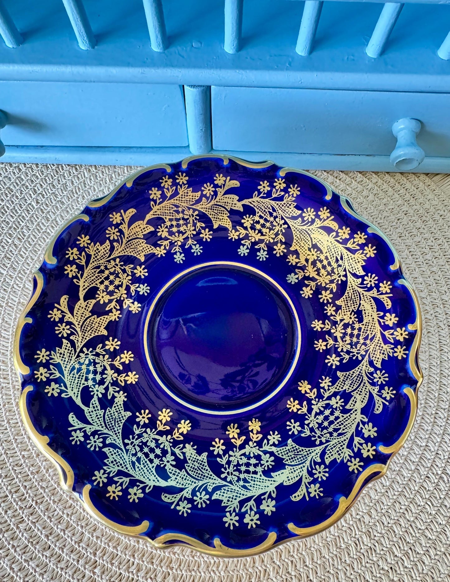 Very Rare Hard to Find Mint Condition, Vintage Lindner Kueps Bavaria Made in Germany Real Cobalt EspressoCup &Saucer, Kobalt Blue, 24 karat