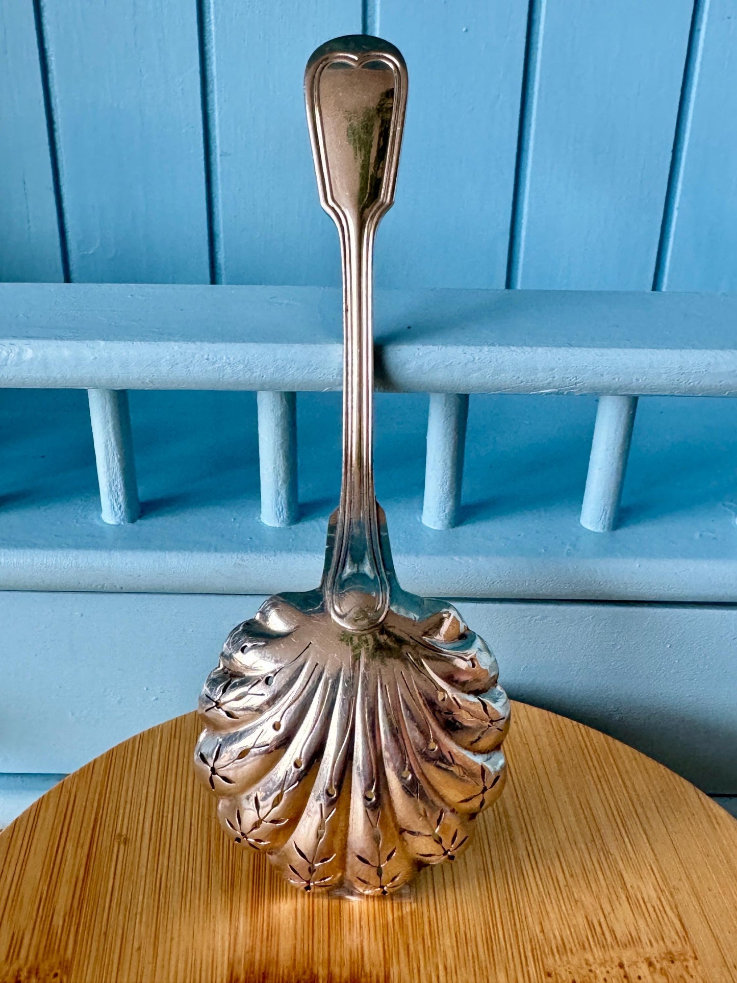 French Ercuis Sugar Spoon, Silver Plated, Sugar Sprinkler, Fruit Spoon, Sugar Sifter, Shabby Chic, Downton Abbey. Food Photo Props, France