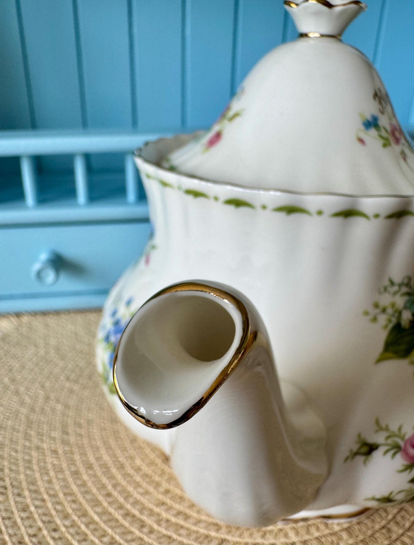 Very Rare Royal Albert Flower of the Month Teapot, Large 1.25L Bone China, All 12 Monthly Flowers, England Vintage Collector's Piece,