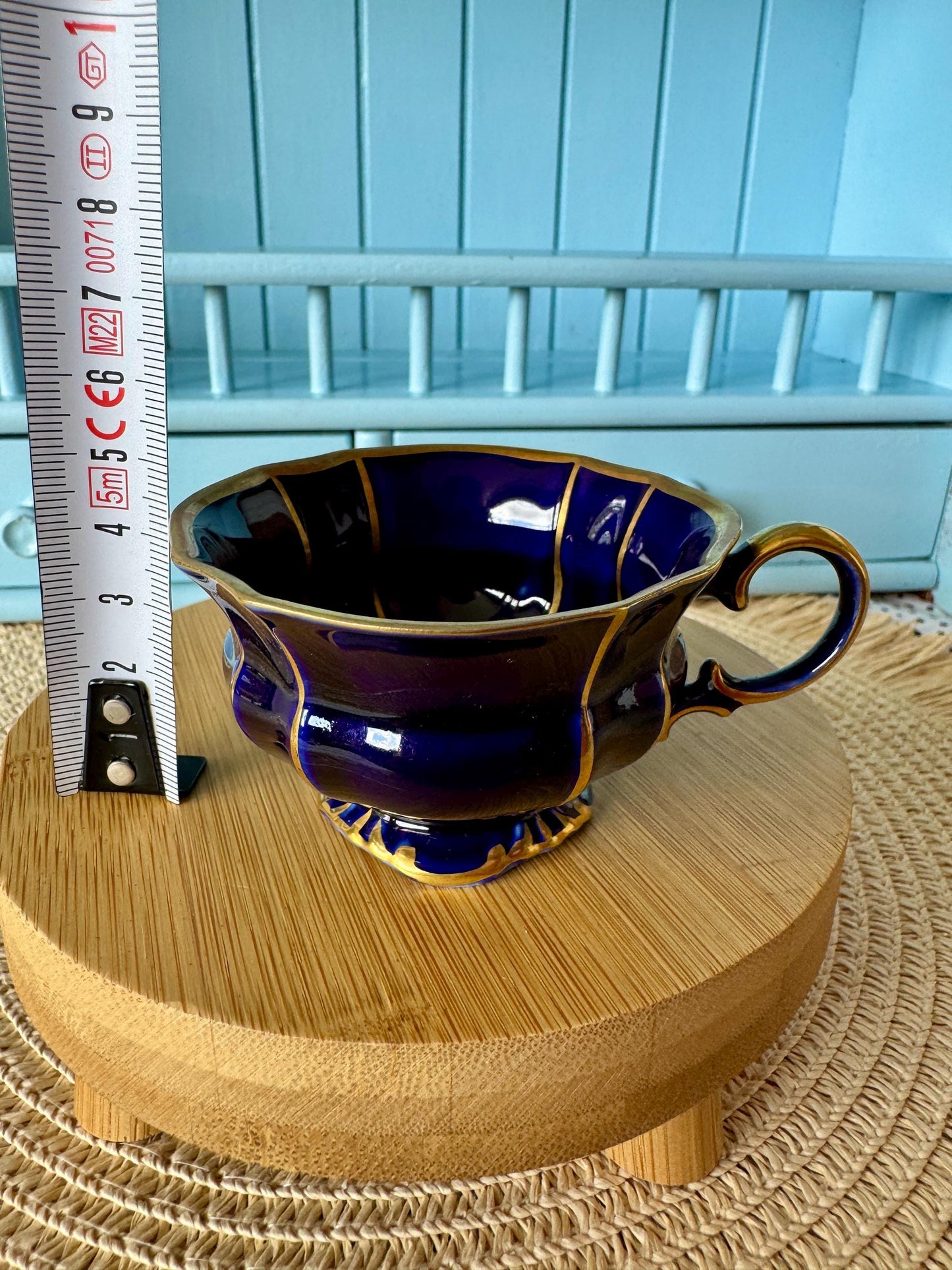Lindner Kueps Echt Cobalt Espresso Cups Set of 4 + Bonus, No Saucers, Vintage German Porcelain, Cobalt Blue & Gold, Bavarian Espresso Cups