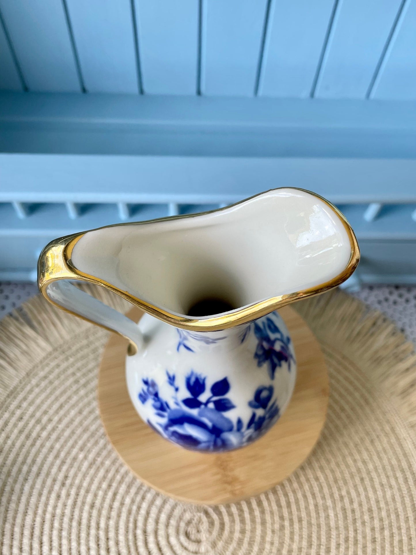 Vintage "Echt Kobalt" Blue & Gold Carafe, Waldershof Bavaria, Real Cobalt Gold 22 K, HandPainted Vase, Blue Roses, Previously Loved, Antique